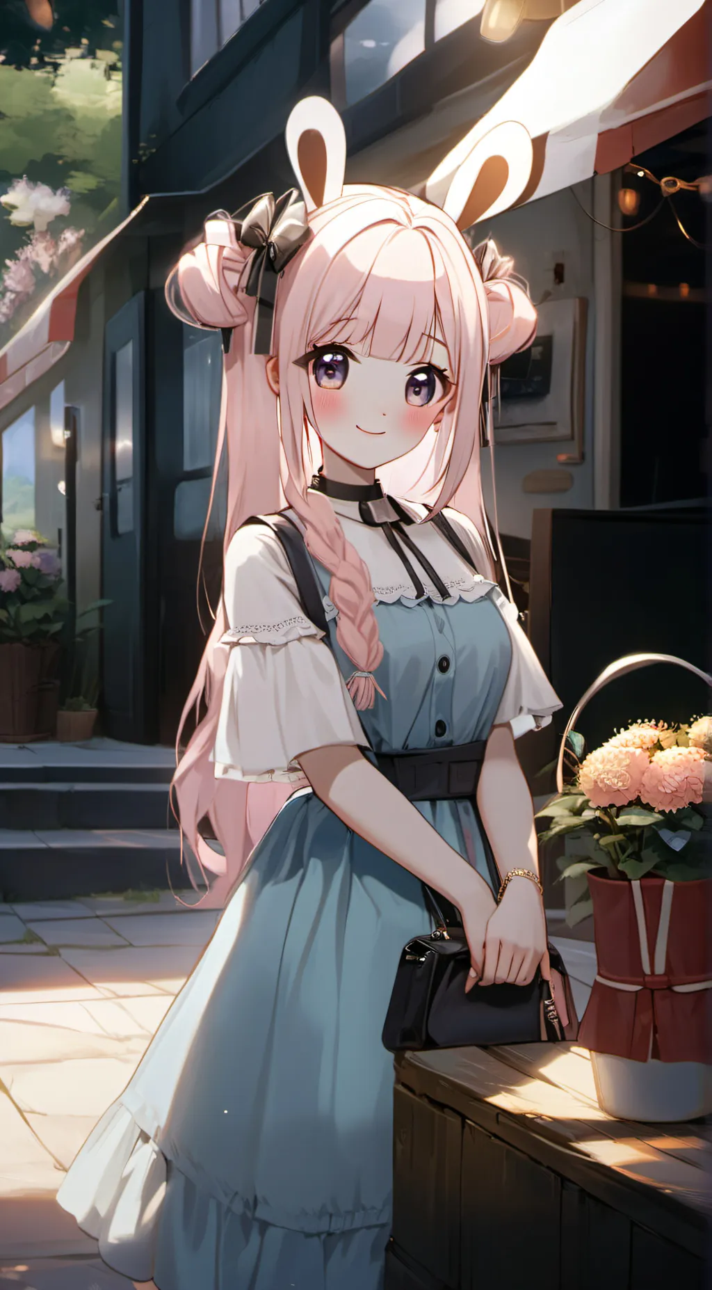 ai character: clara. kawai background