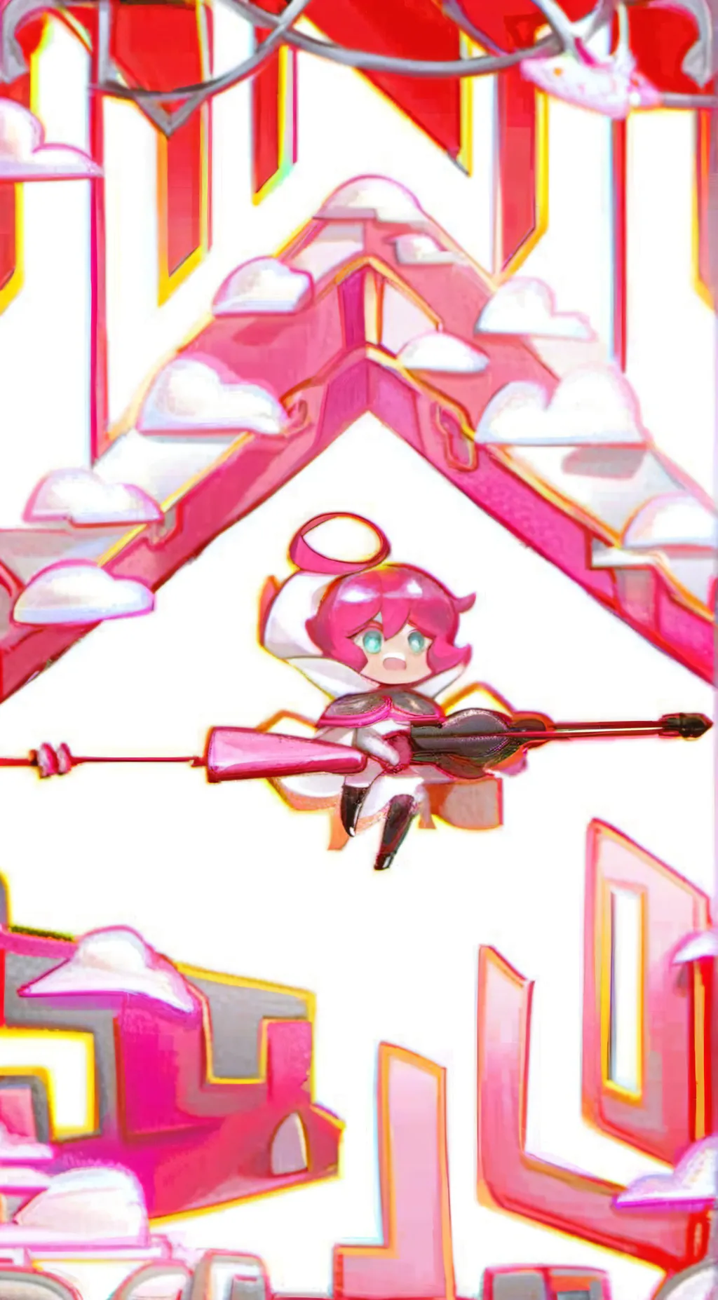 ai character: Strawberry crepe background