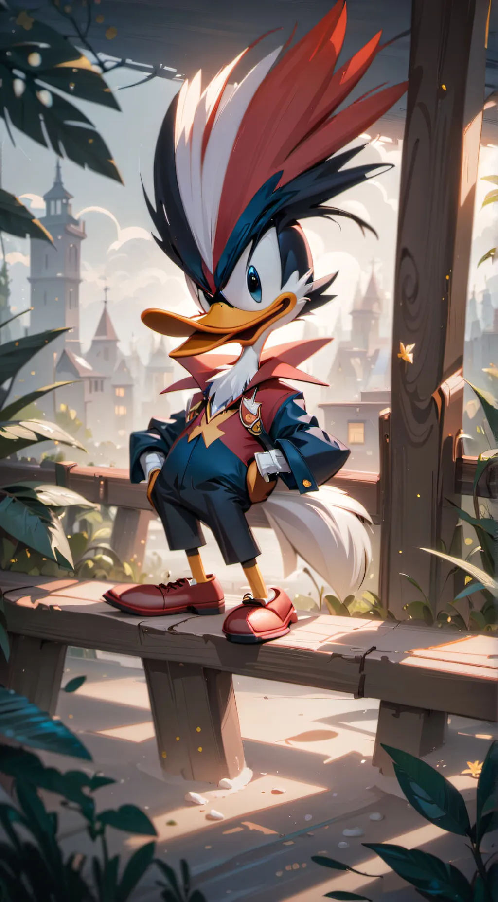 ai character: Woody Woodpecker  background