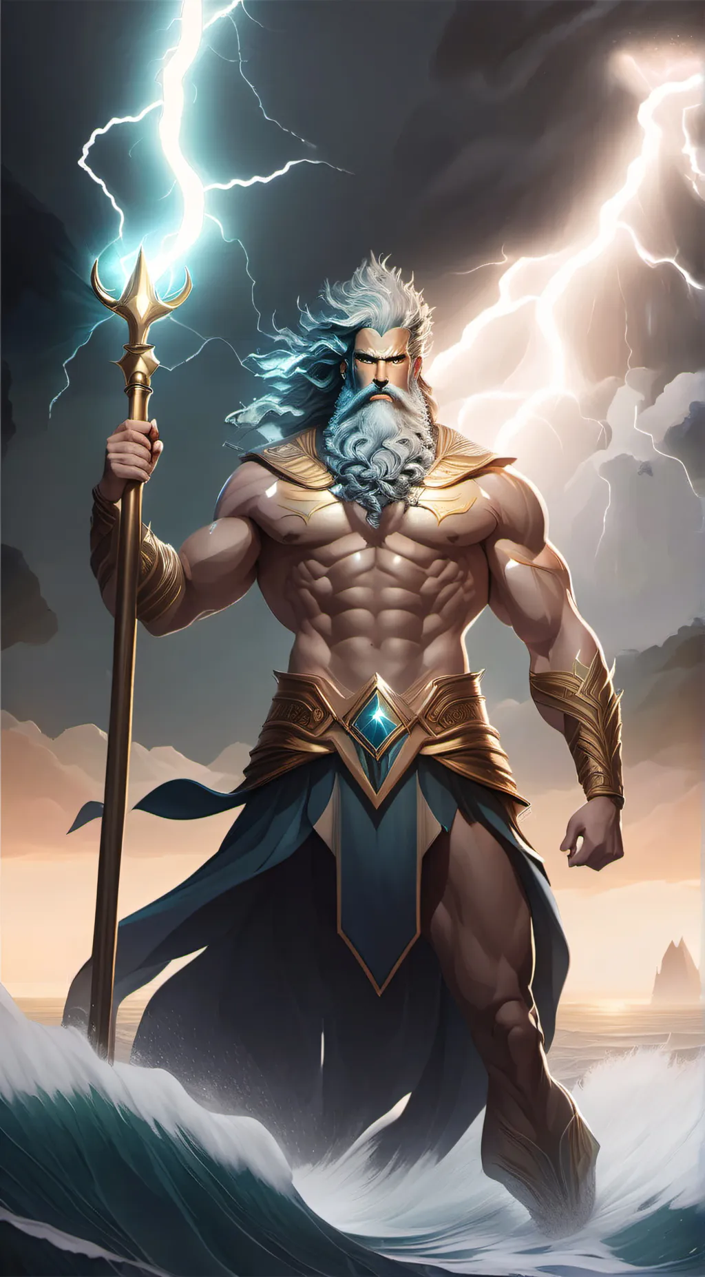ai character: poseidon background