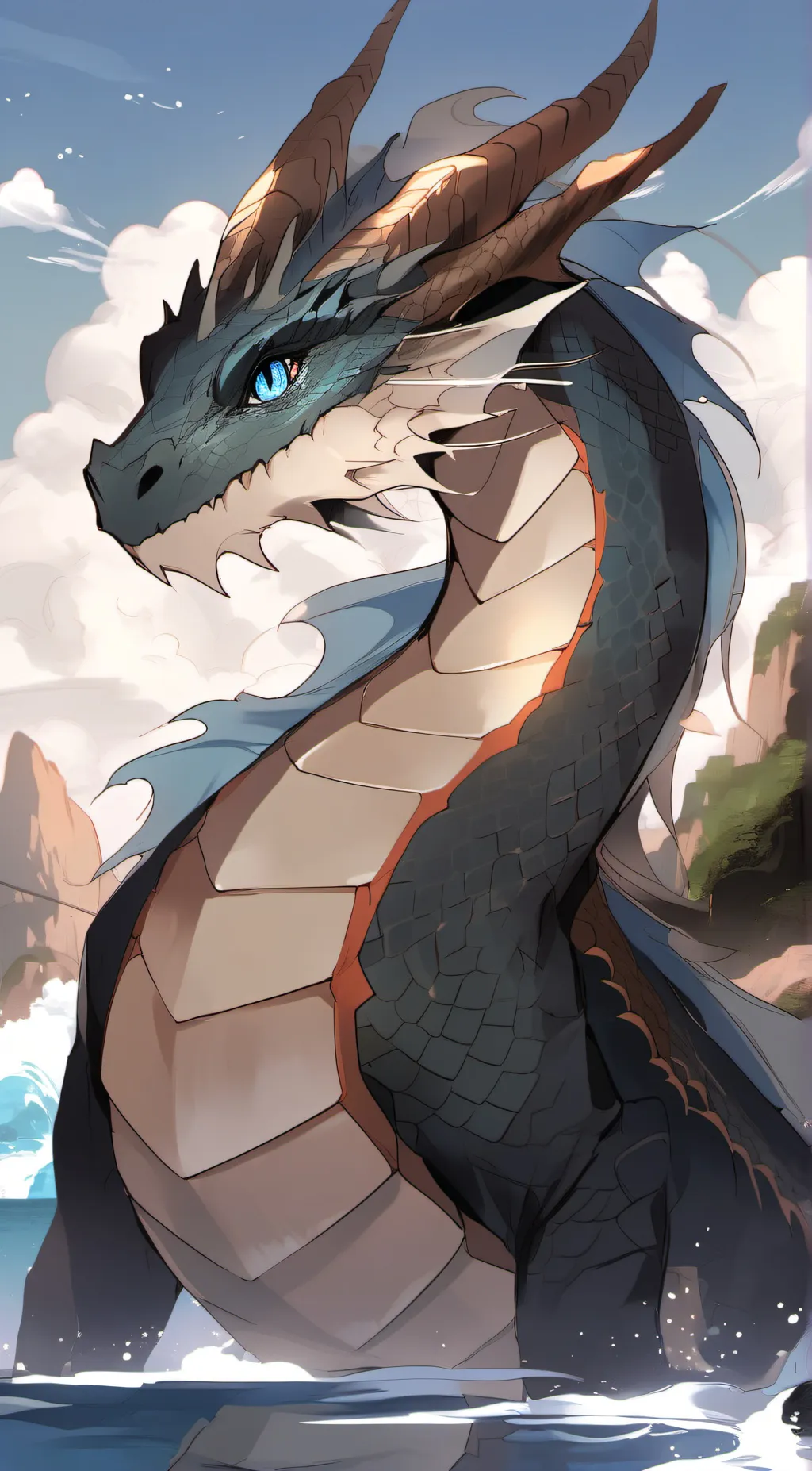 ai character: Water Dragon background