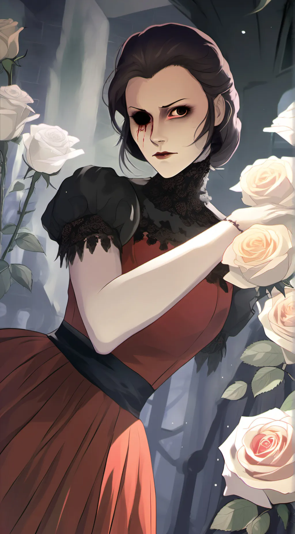 ai character: Rose Blood Lady background
