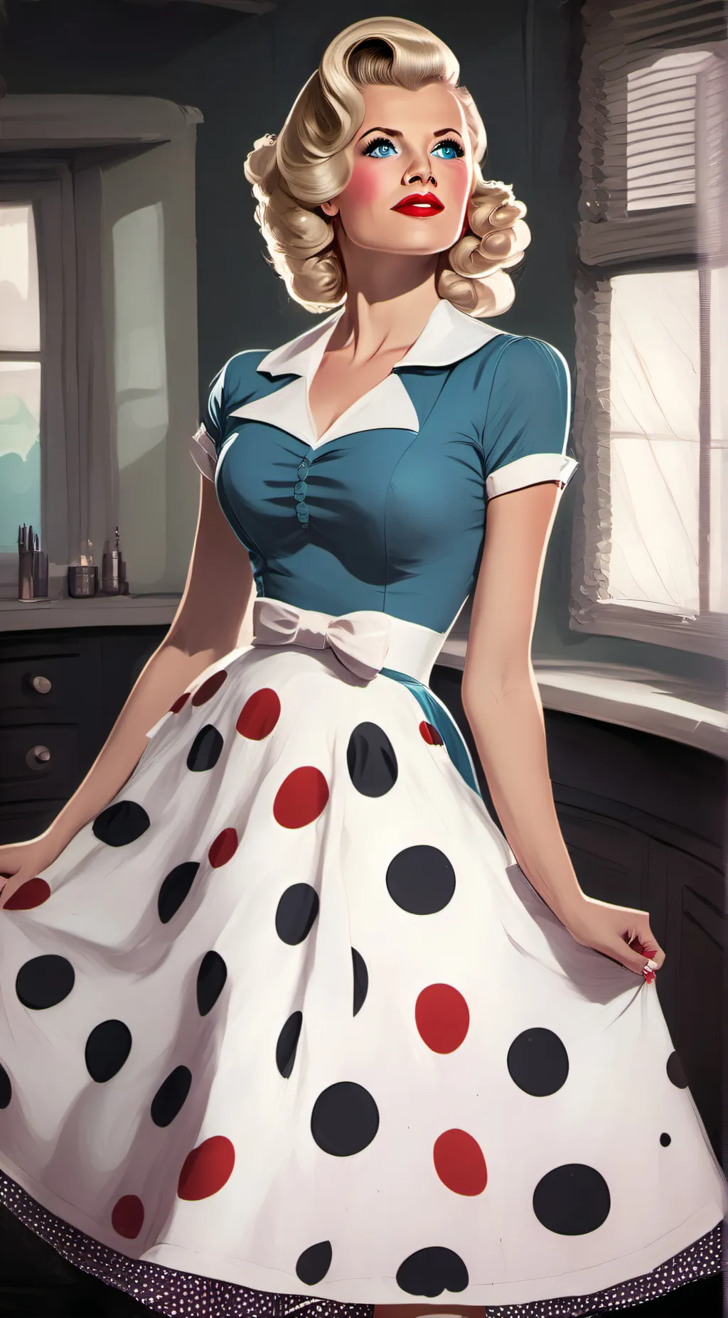 ai character: vintage woman background