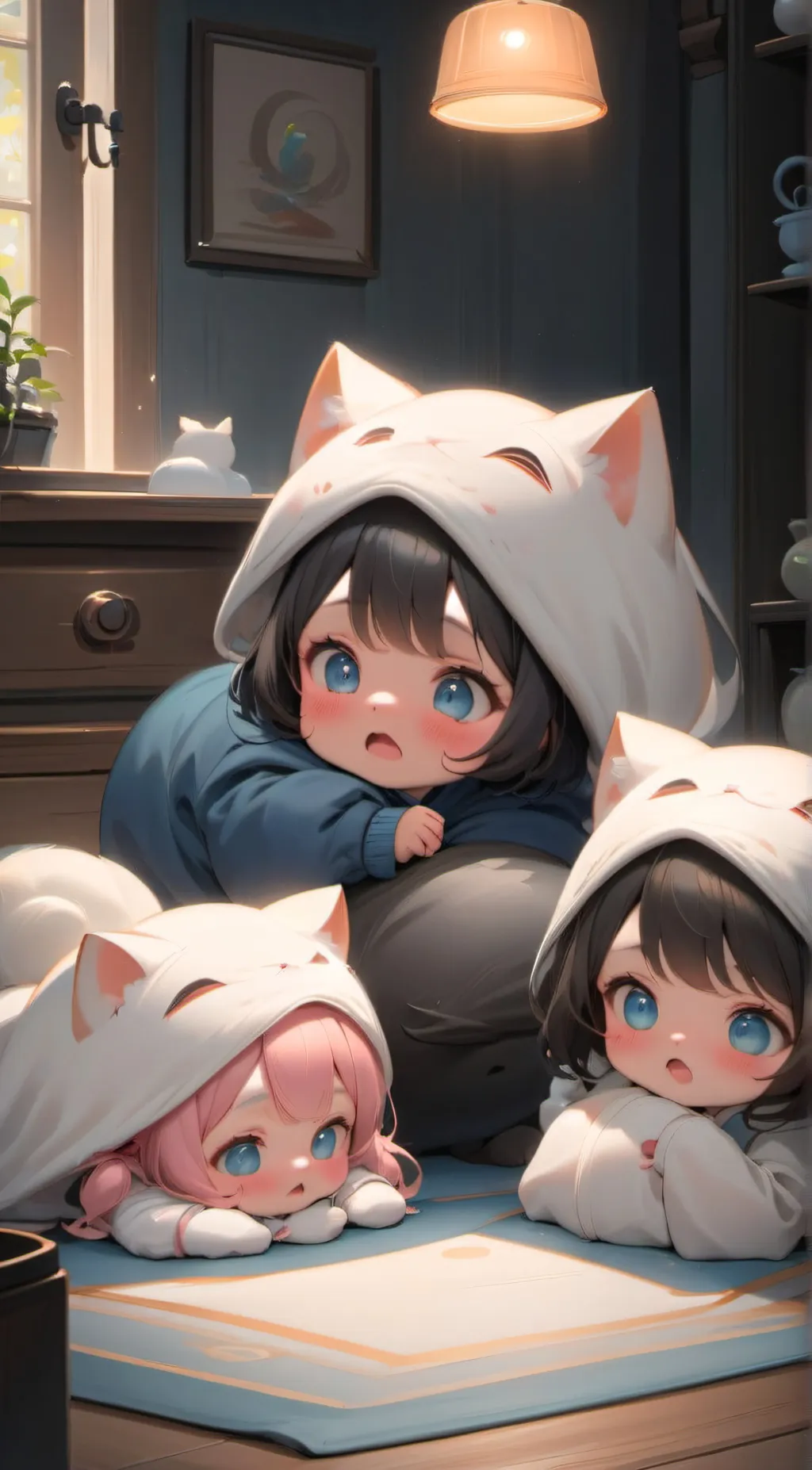 ai character: Mia,Nia,Tia background