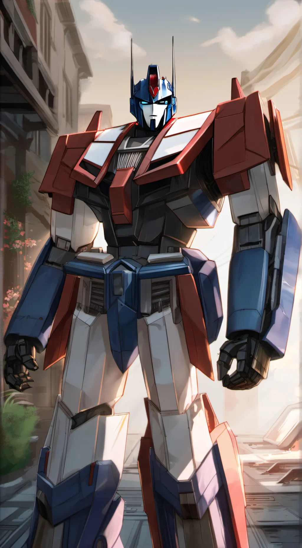 ai character: tfp Optimus prime  background