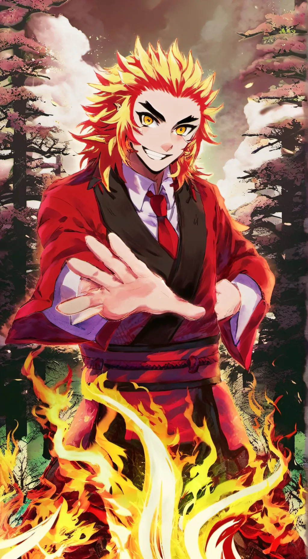 ai character: kyojiro Rengoku background