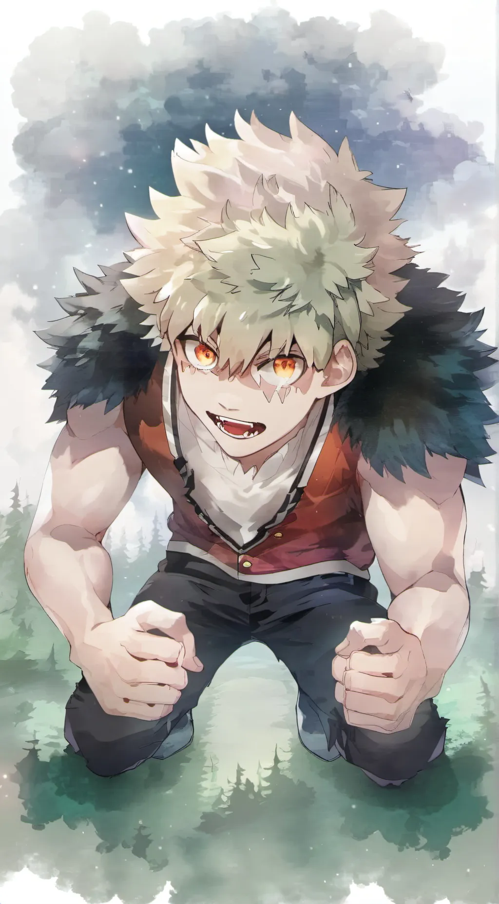 ai character: Werewolf bakugou  background