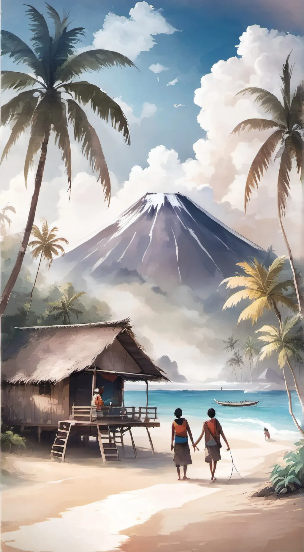 ai character: Tropical island background