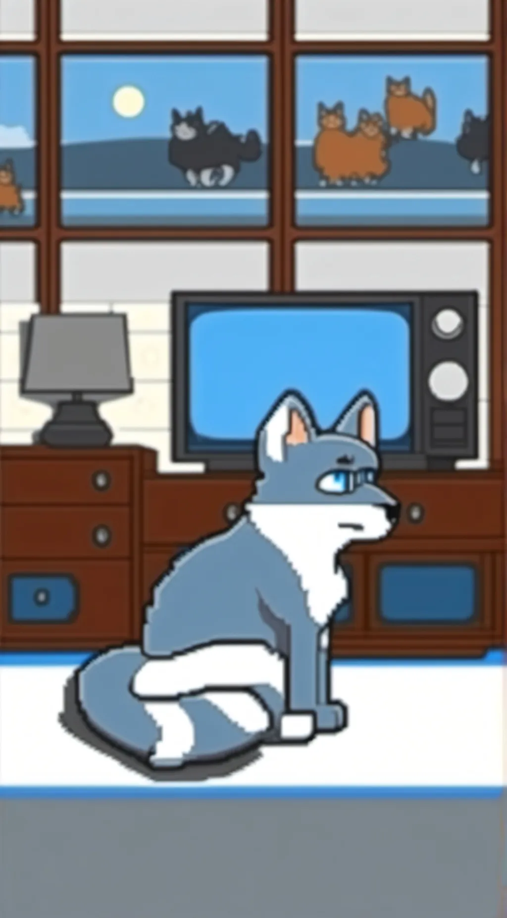 ai character: frowny fox  background
