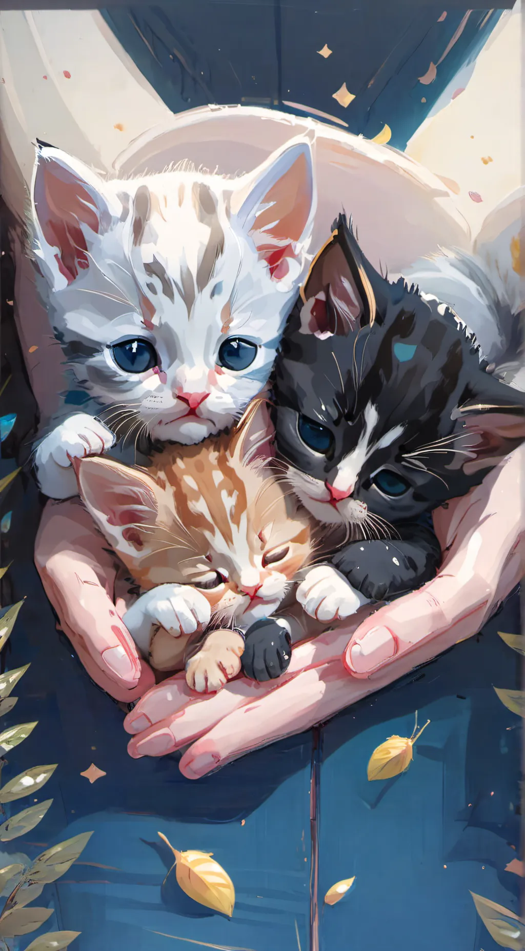ai character: *3 kittens* background