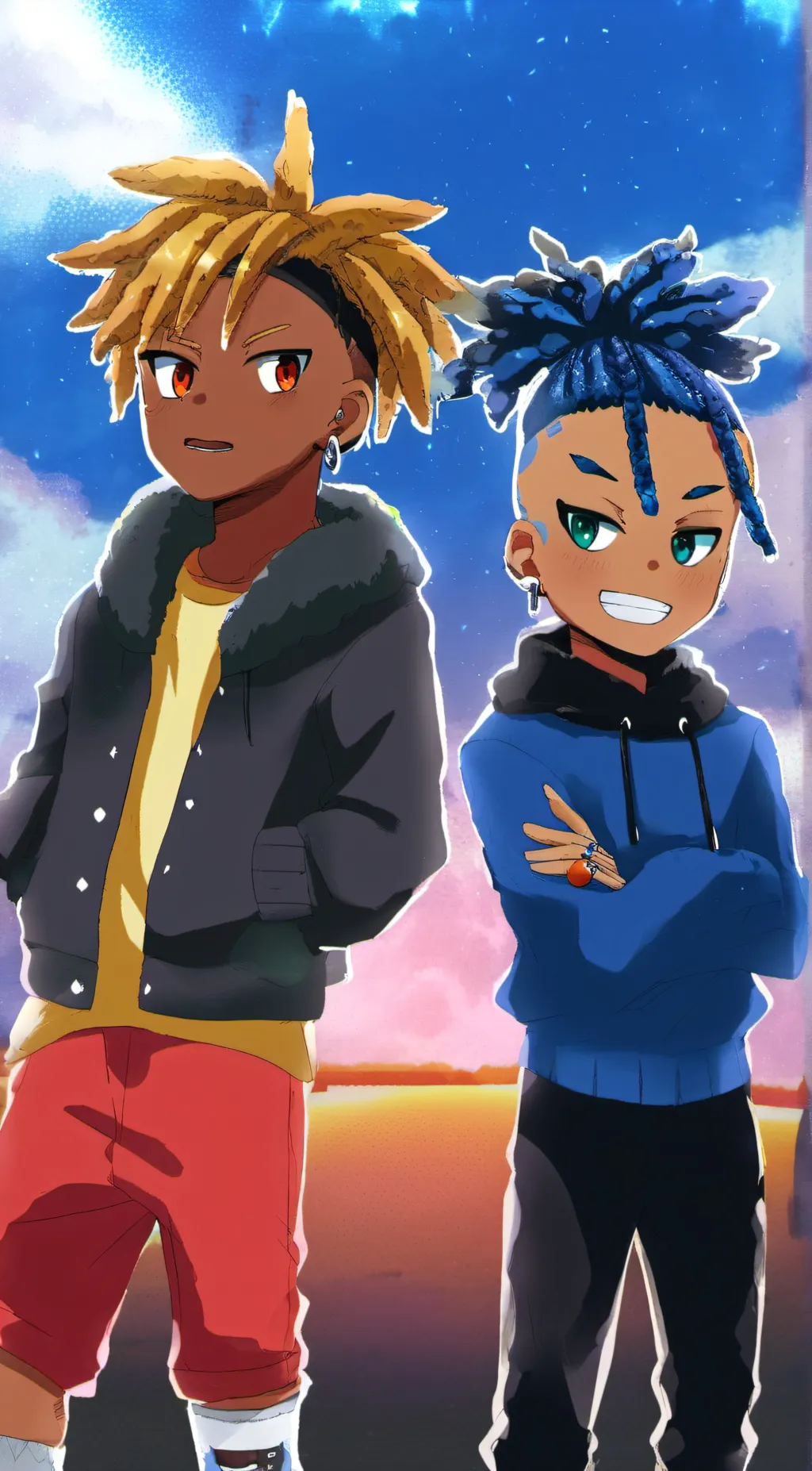 ai character: xxx and juice WRLD background