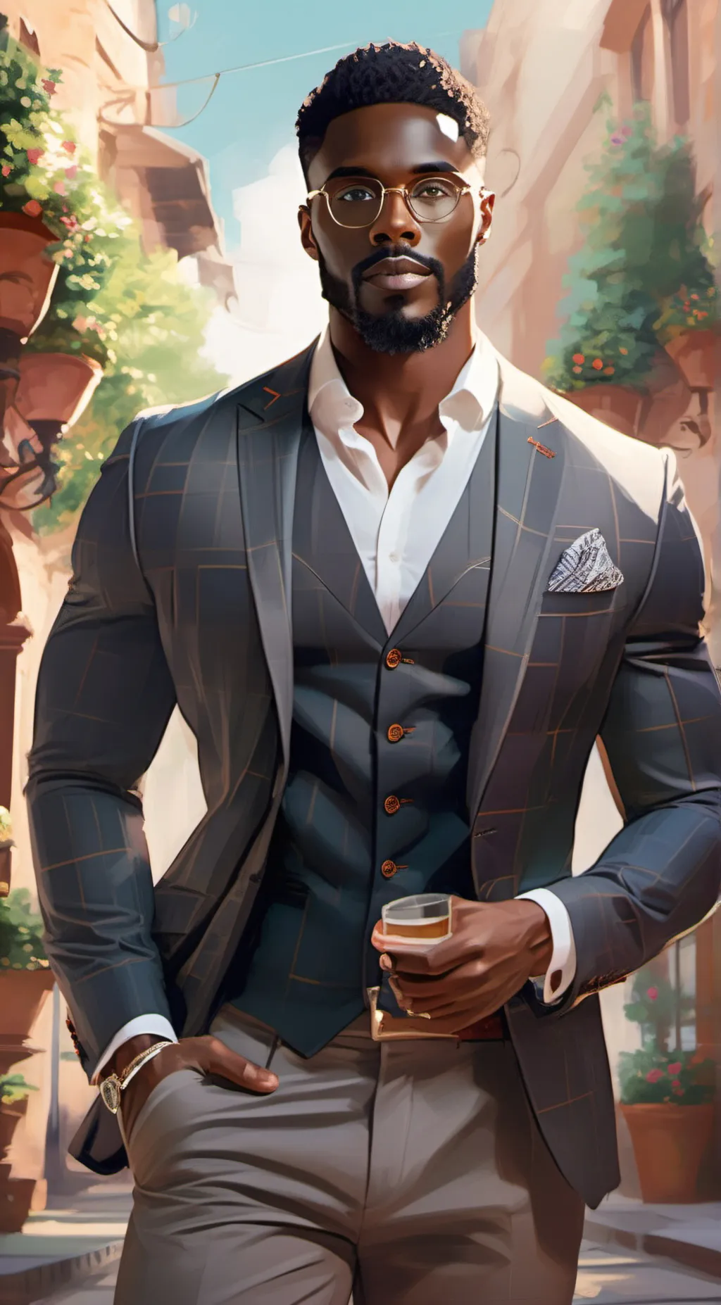 ai character: Sexy black man background