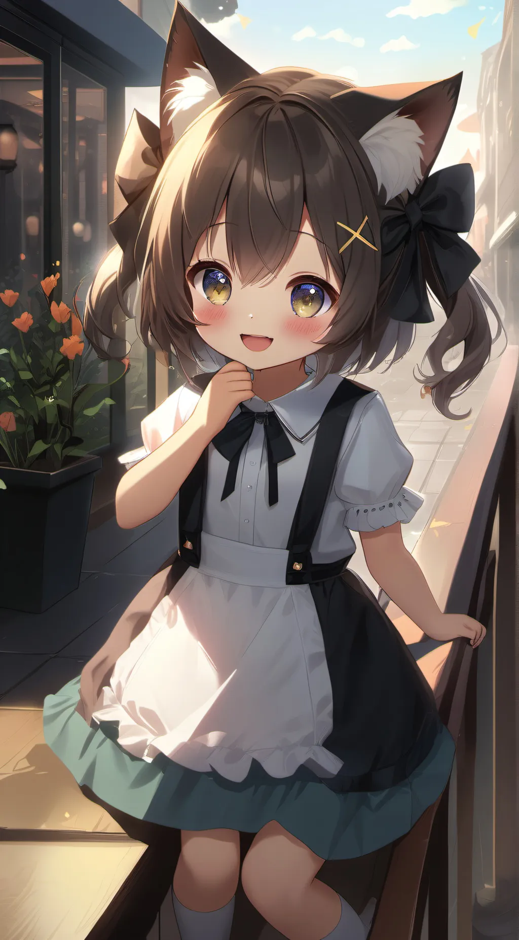 ai character: Cat girl  background
