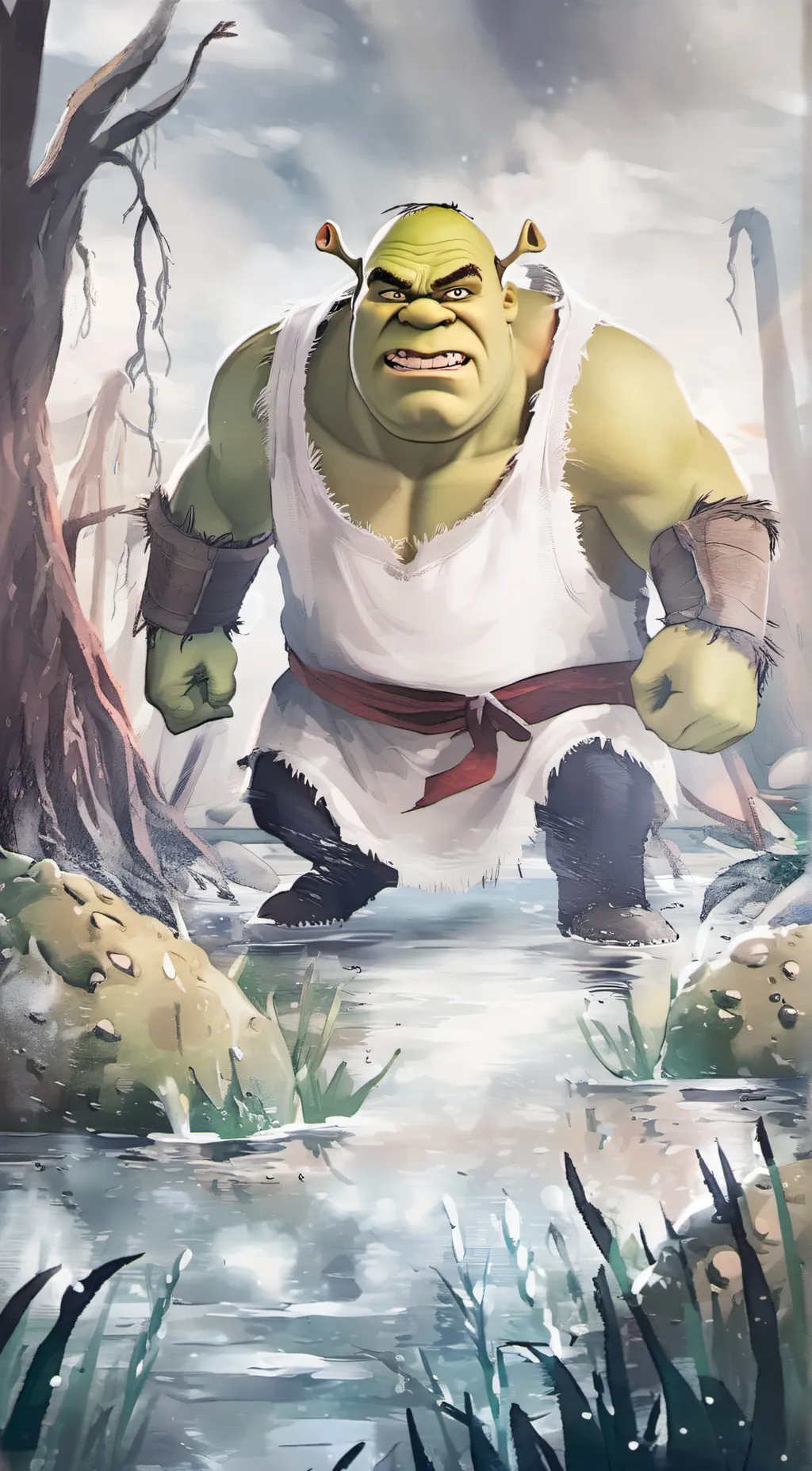 ai character: Shrek  background