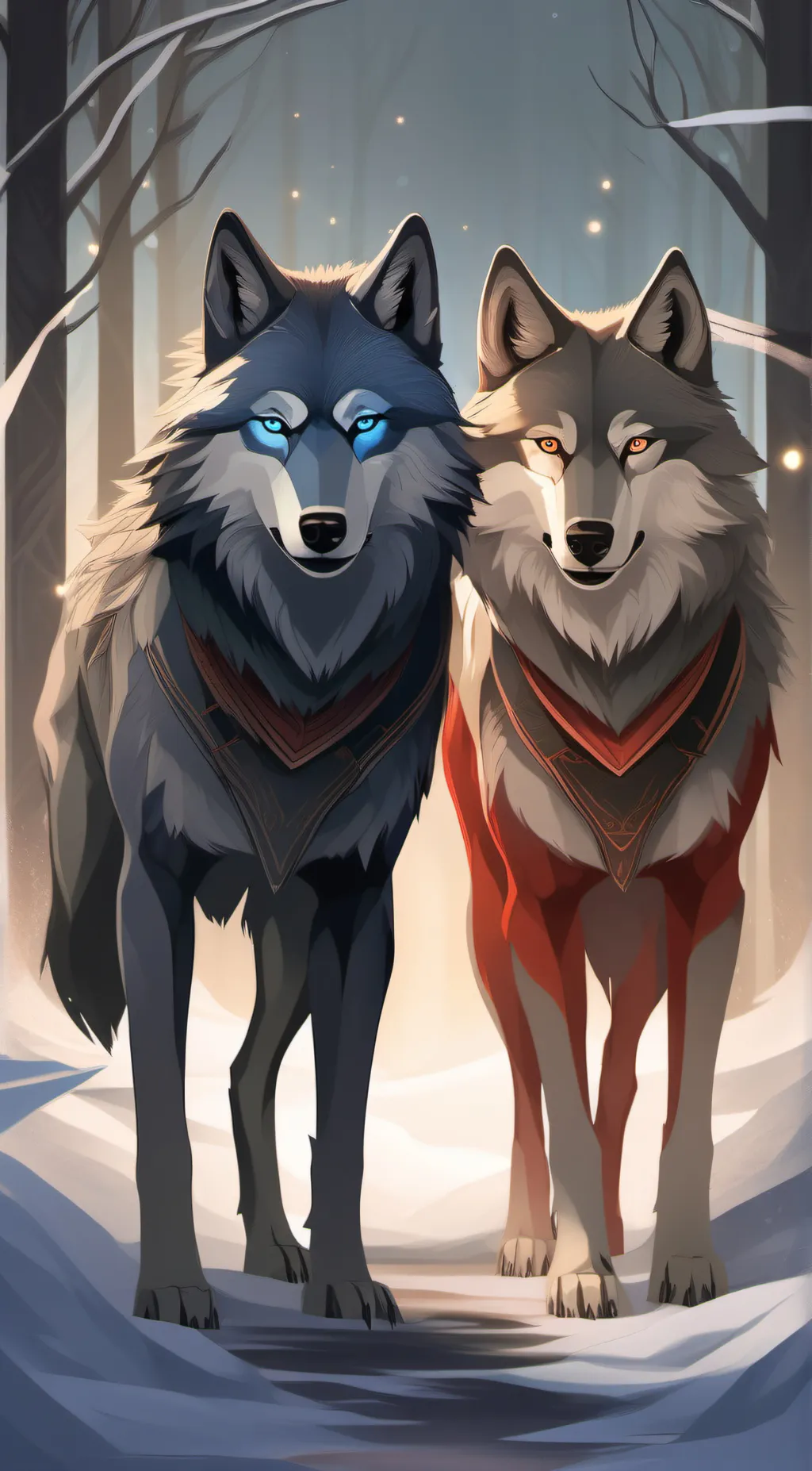 ai character:  Snowy and flame background