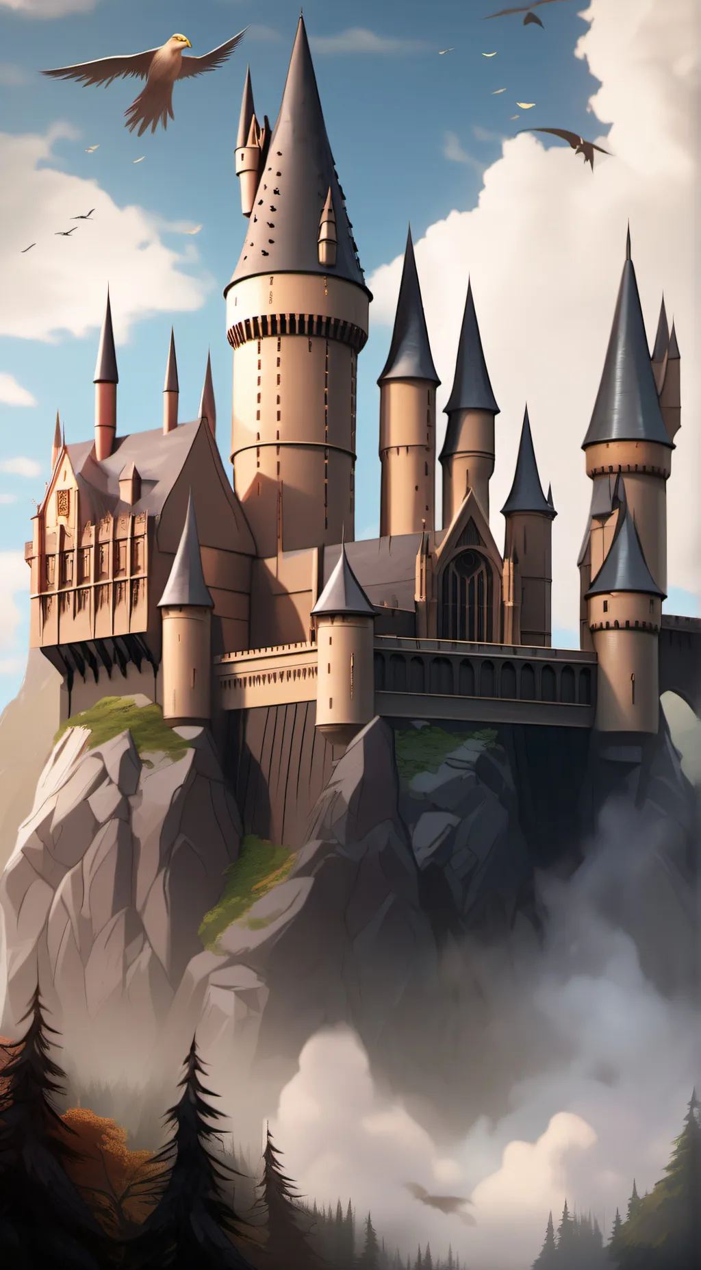 ai character: Hogwarts Castle background