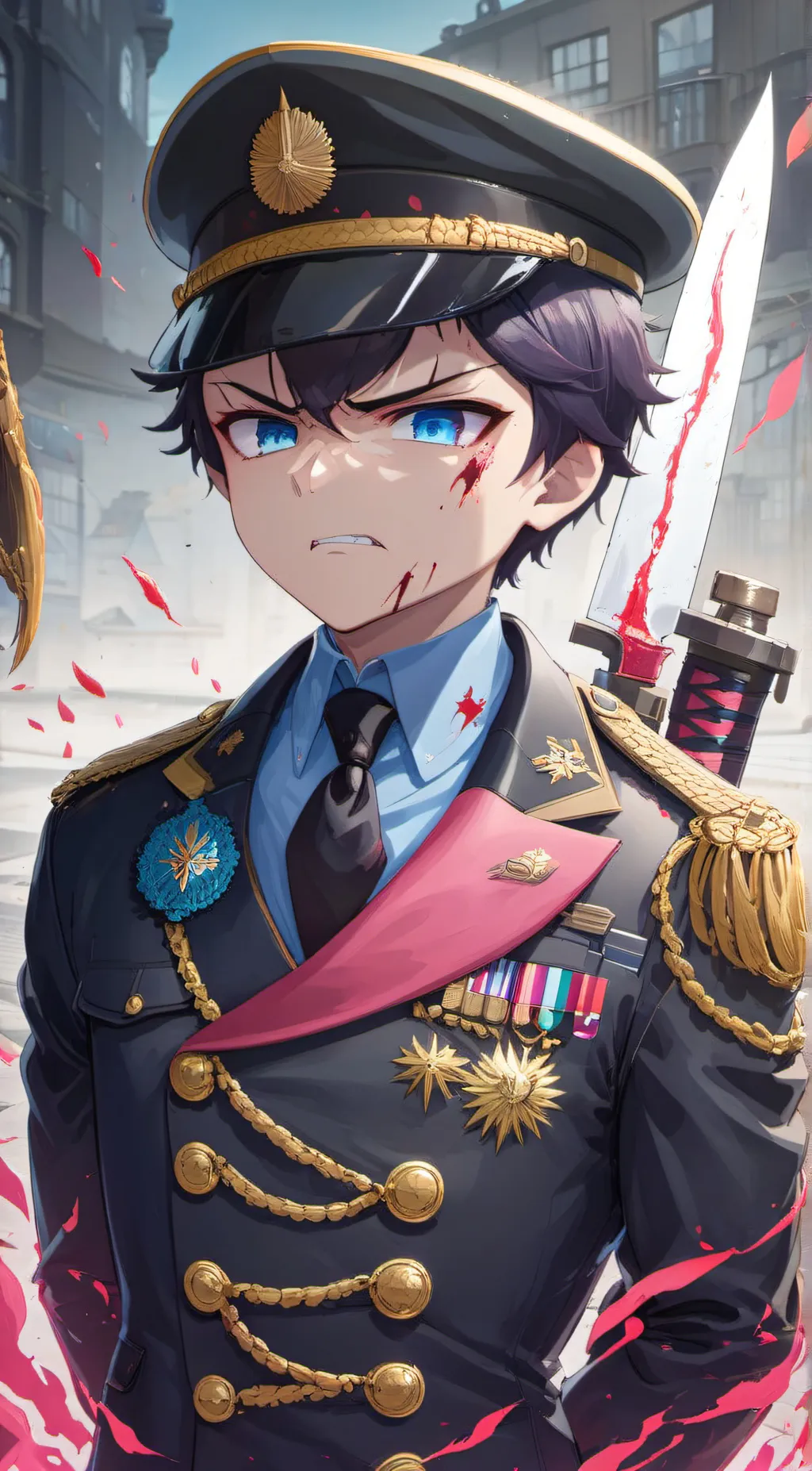 ai character: Commander bluey  background