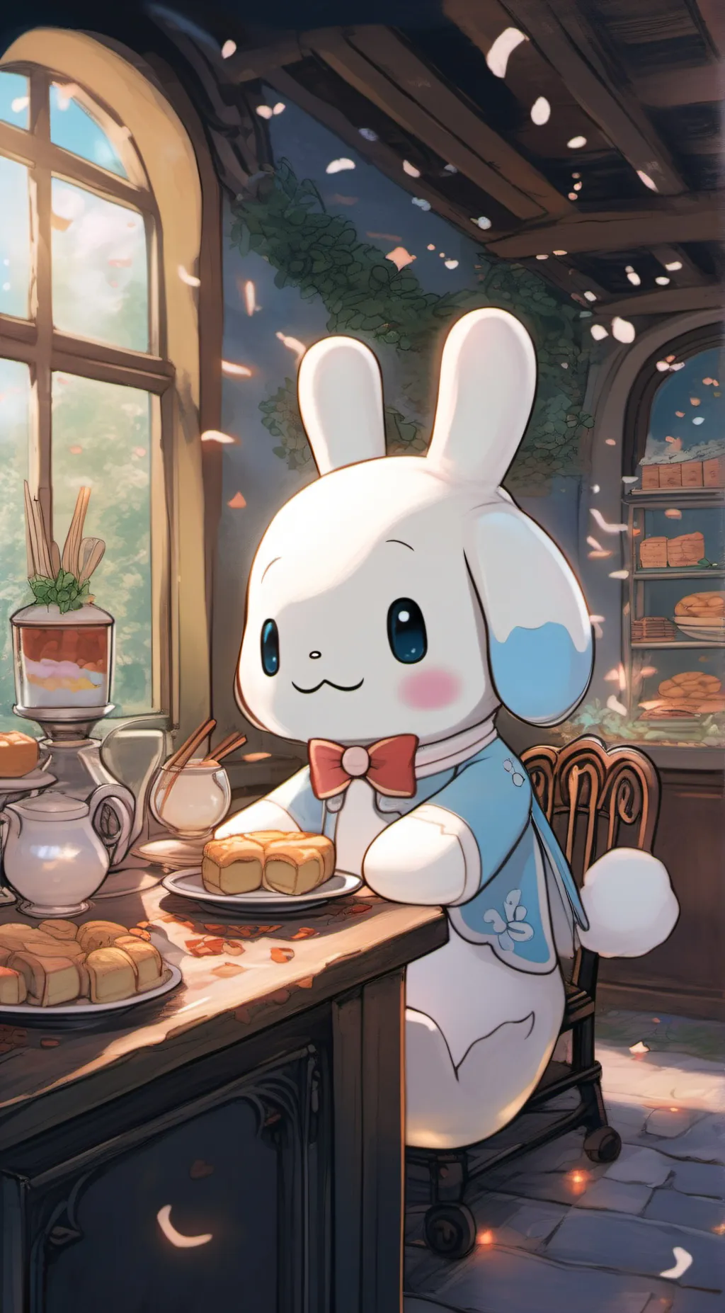 ai character: cinnamoroll  background