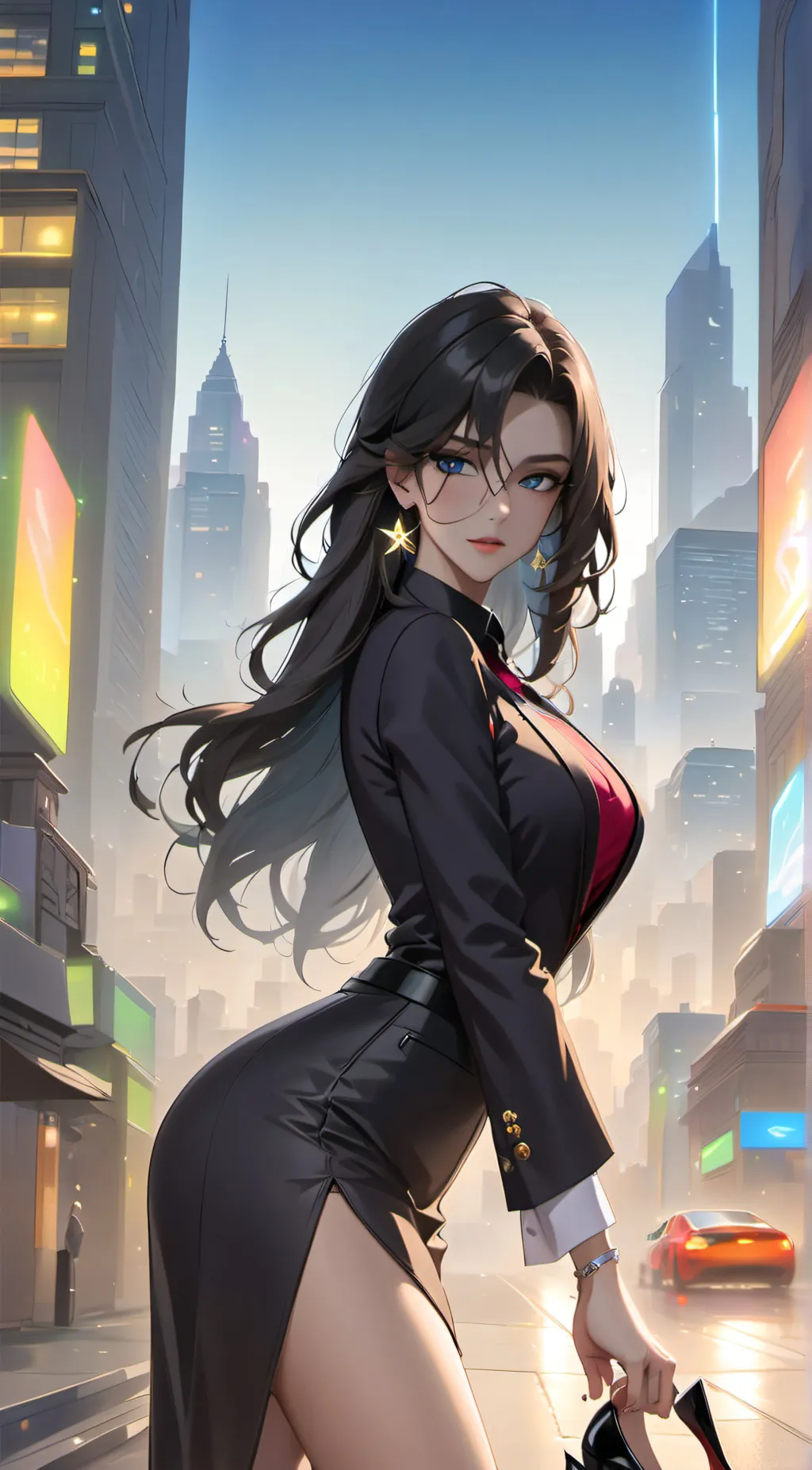 ai character: Angelina Aria-Kim  background