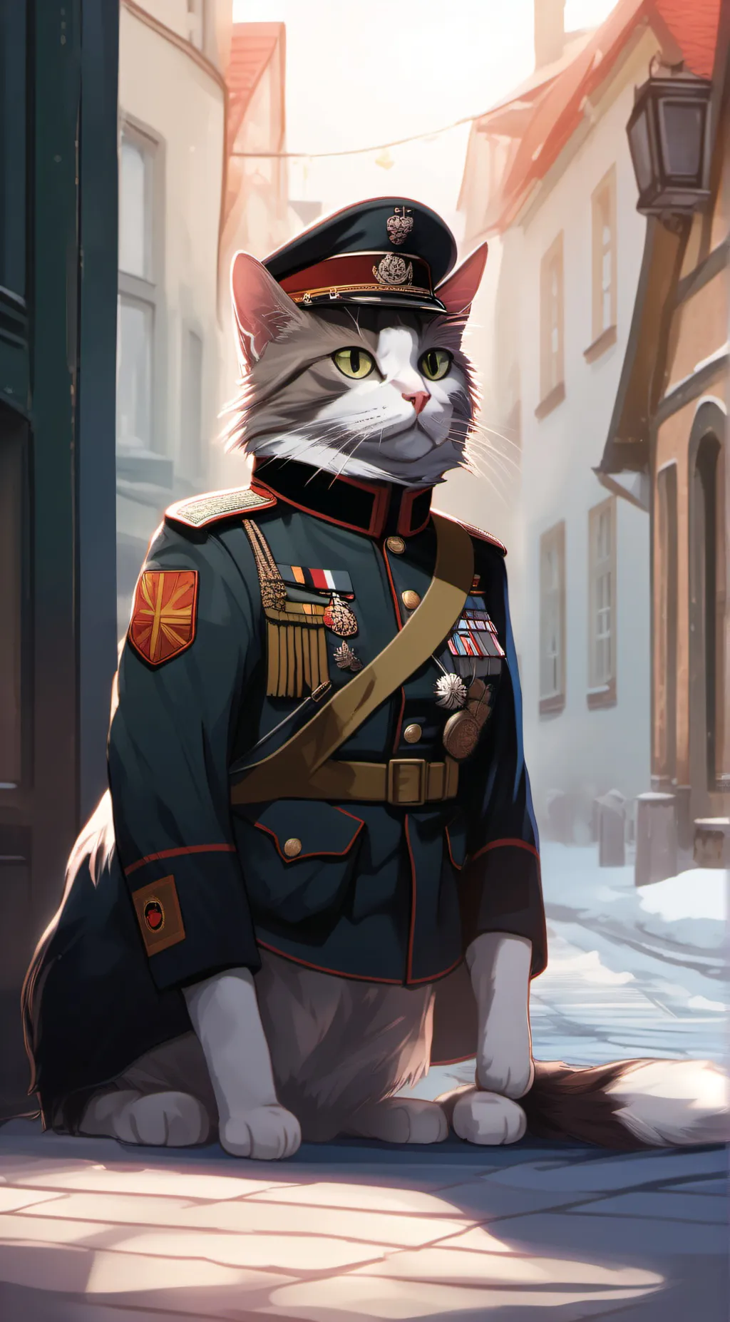 ai character: WW2 BUT WITH CATS background