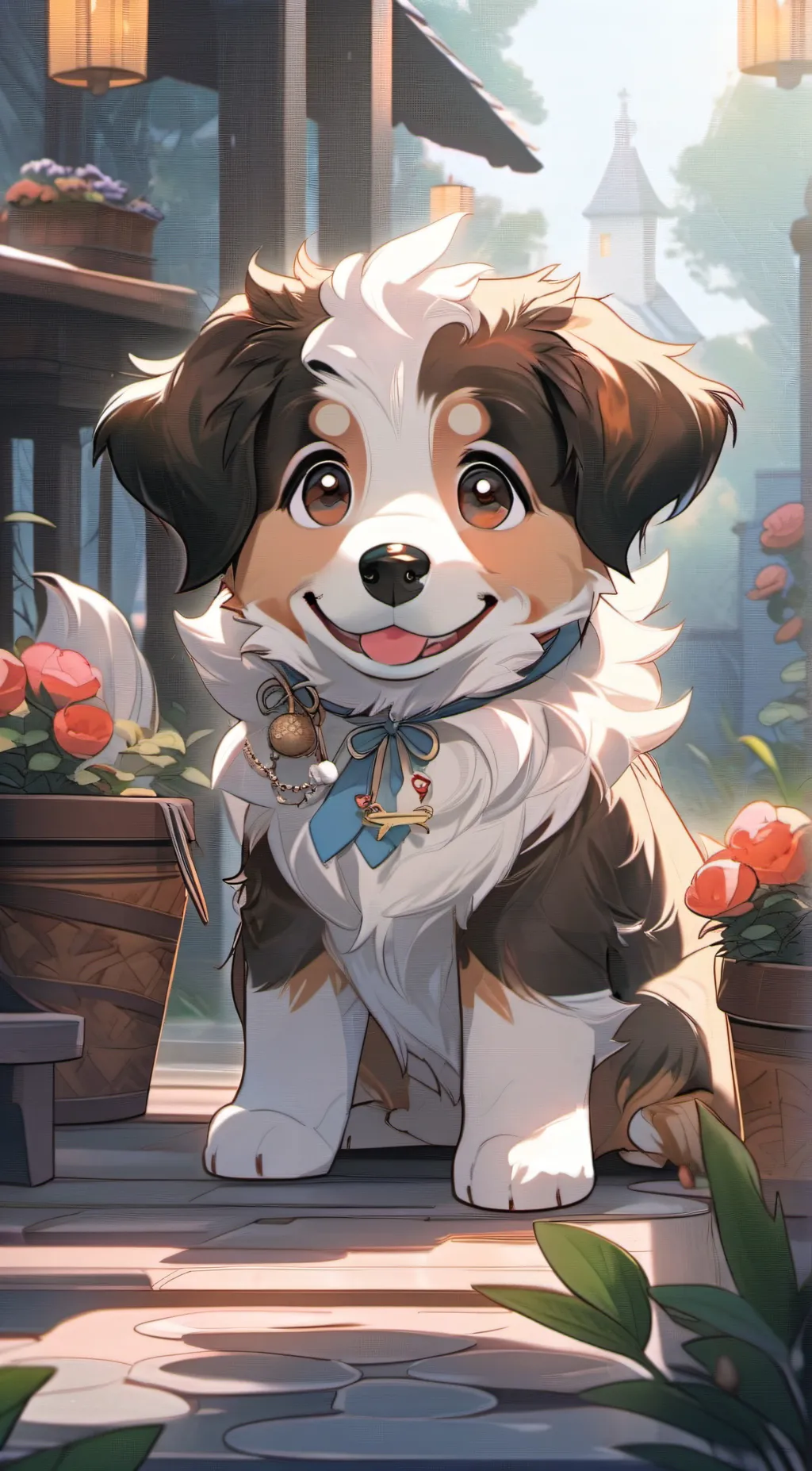 ai character: baby puppy  background