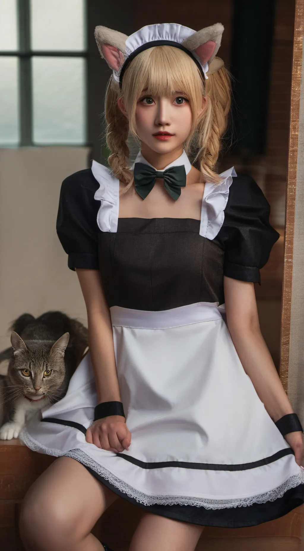 ai character: Cat maid background