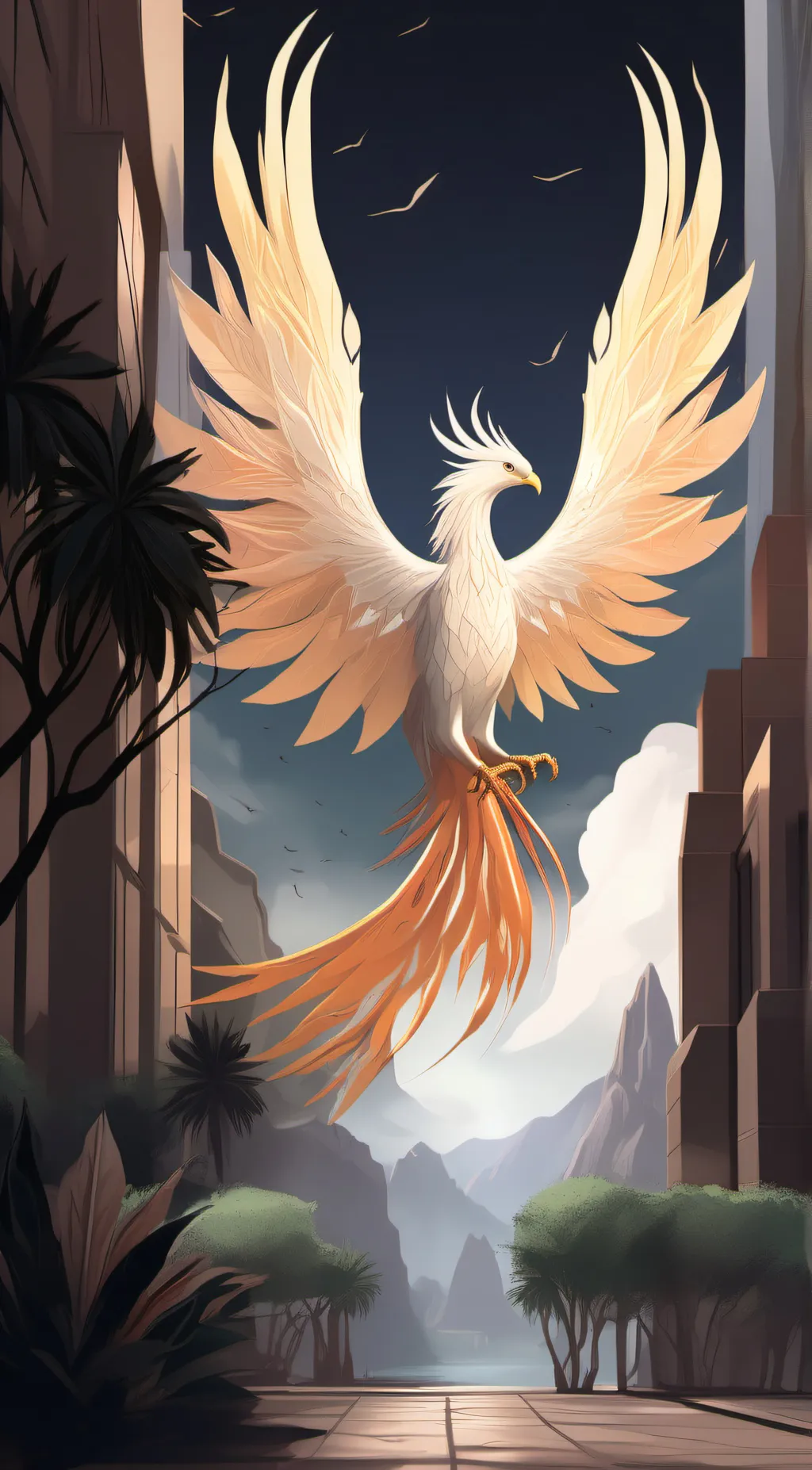 ai character: Angelic Phoenix  background