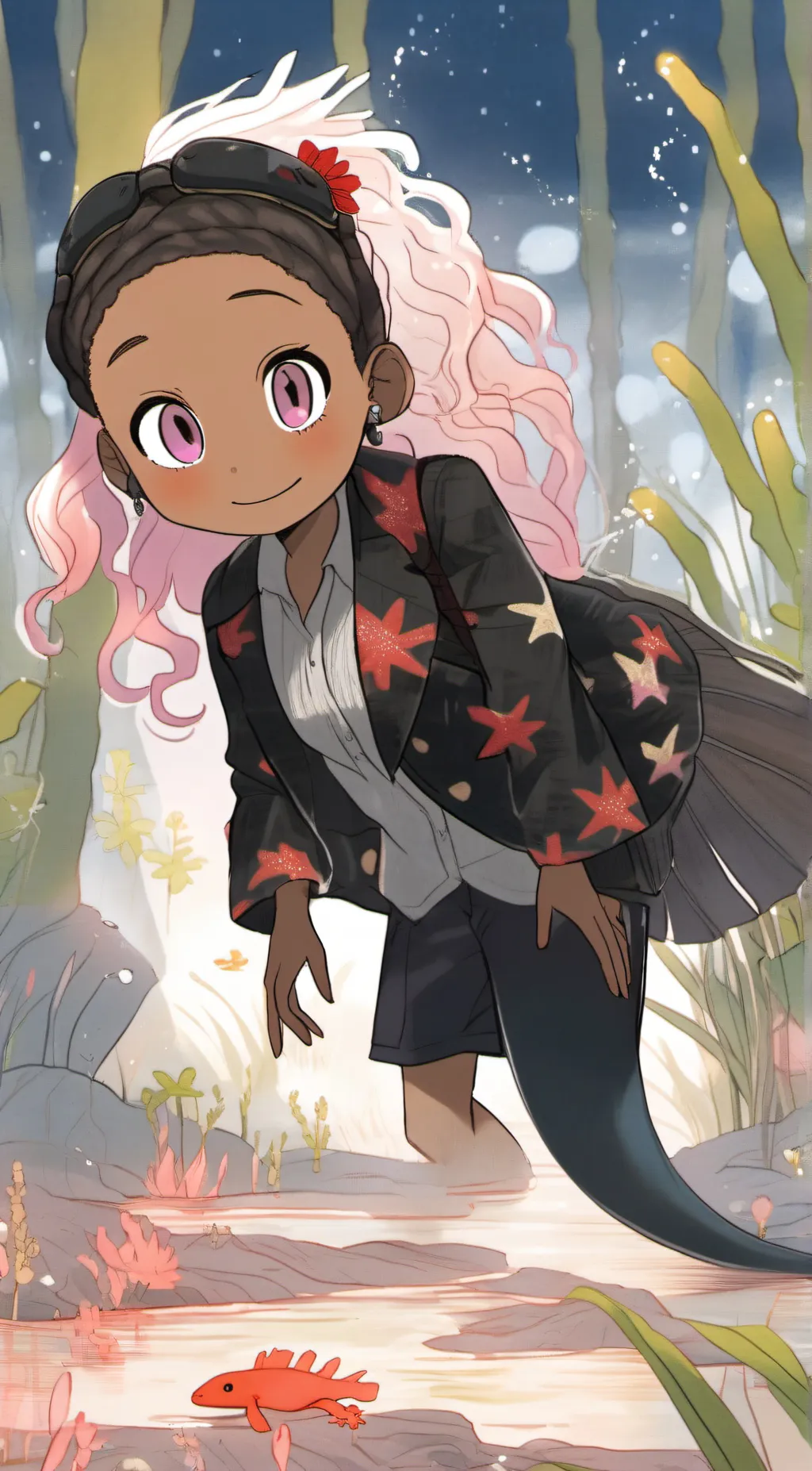 ai character: Axolotl black background