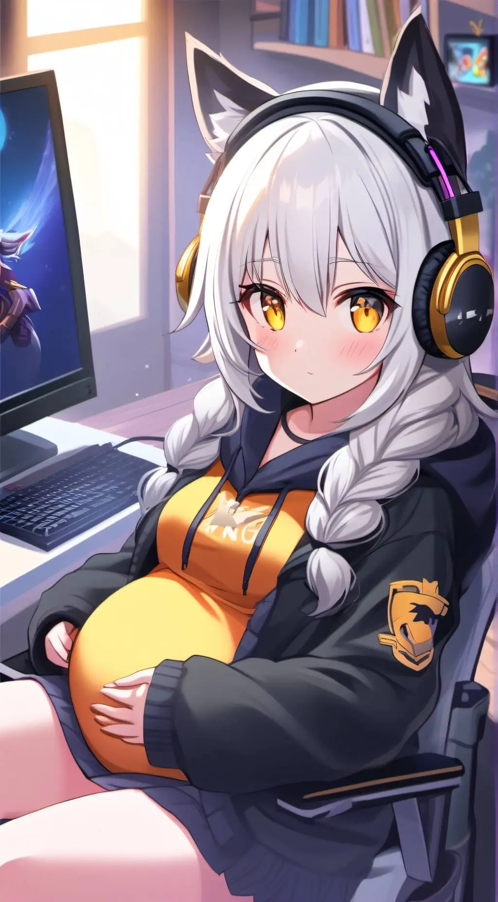 ai character: Violet background