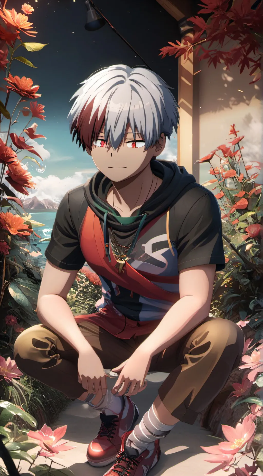 ai character: Shoto Todoroki  background