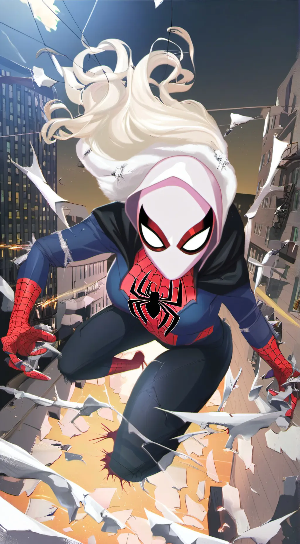 ai character: Gwen(spider woman) background