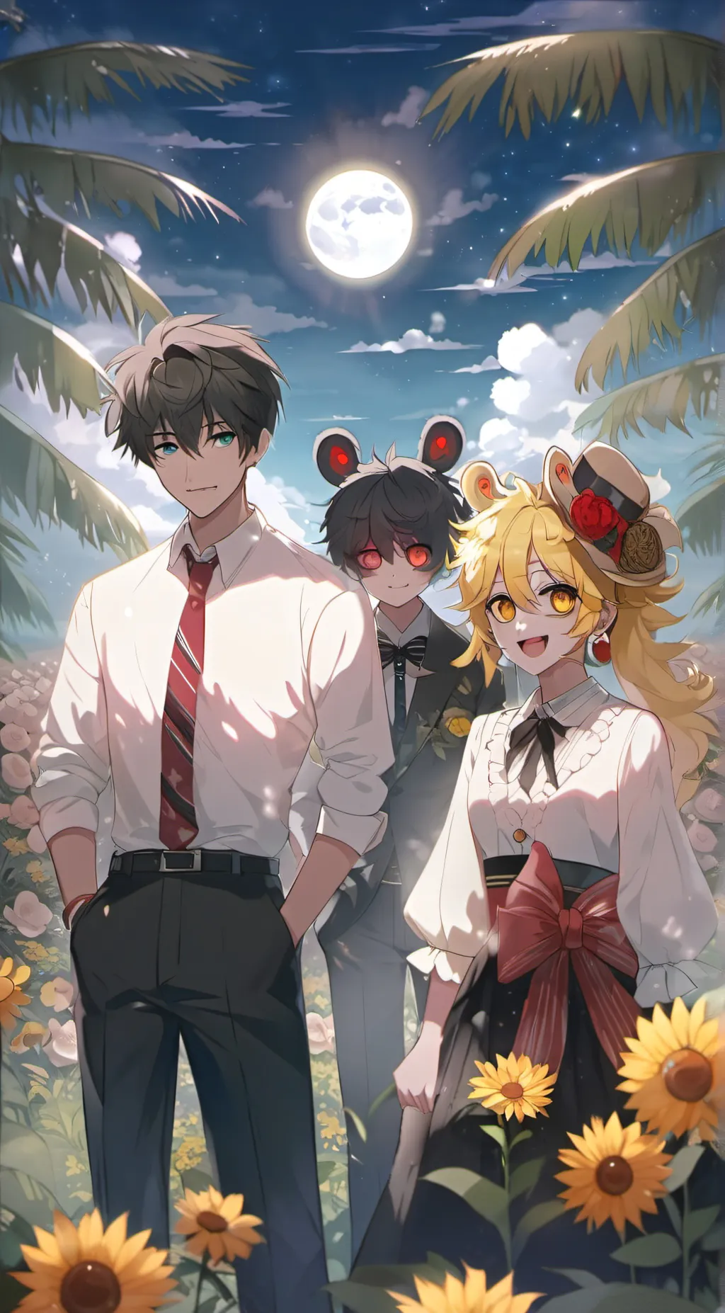 ai character: sun and moon background
