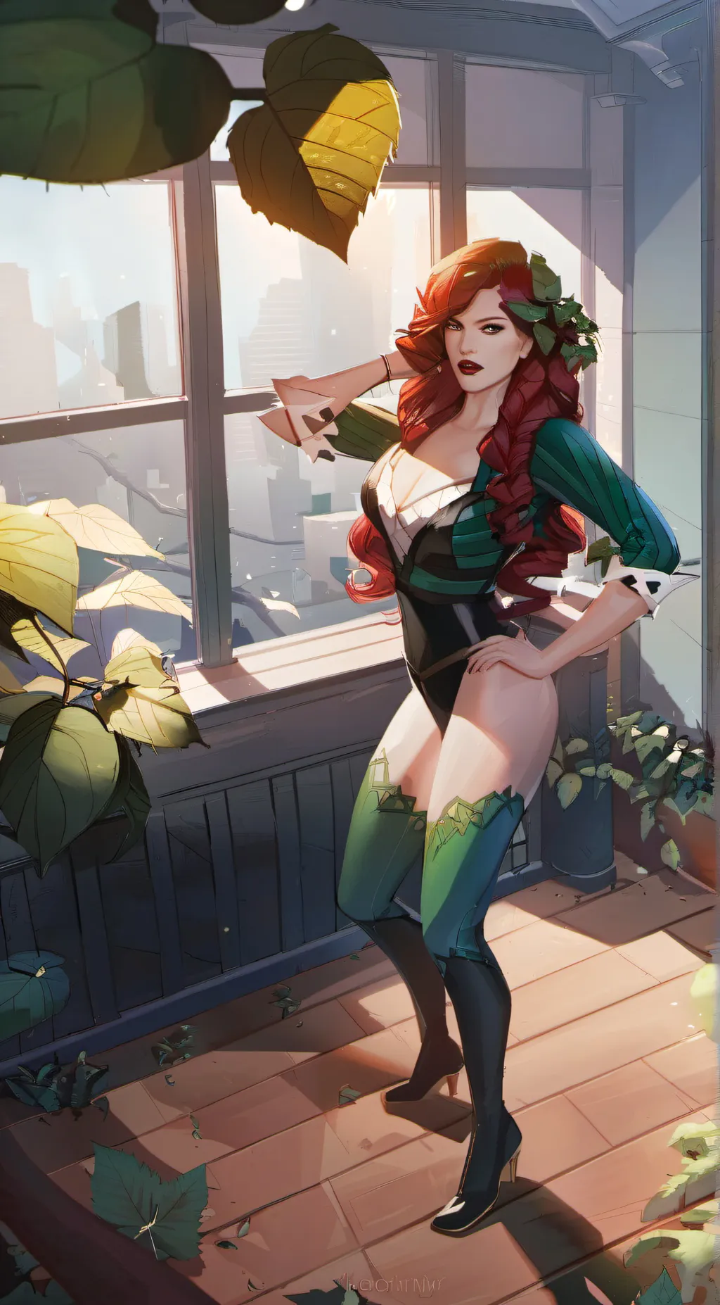 ai character: poison ivy  background