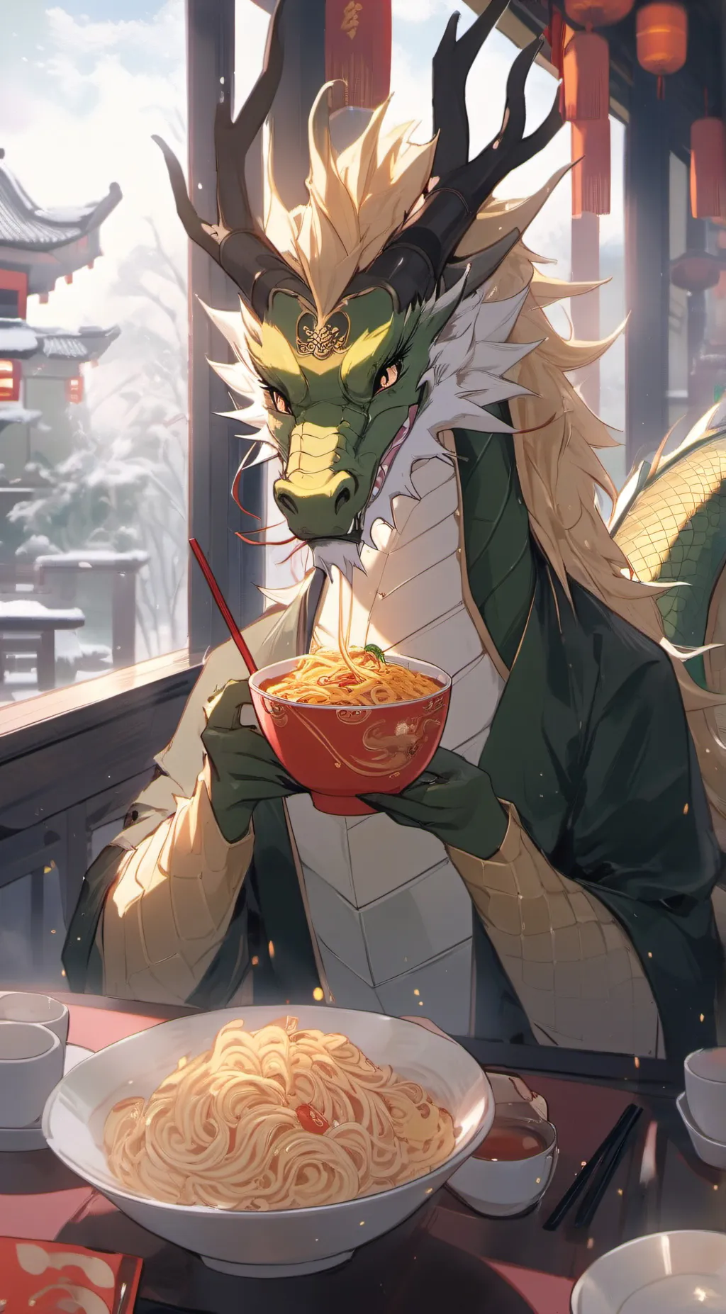 ai character: Noodle Dragon background