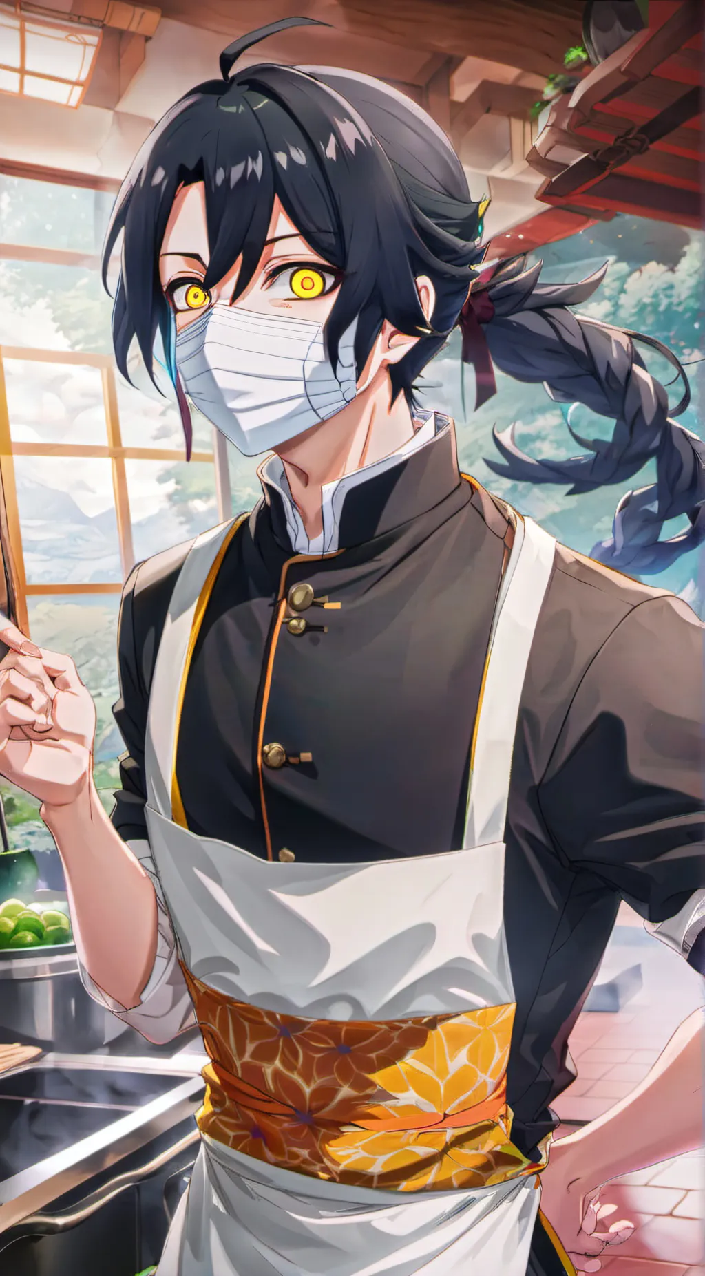 ai character: Demon Iguro Obanai background