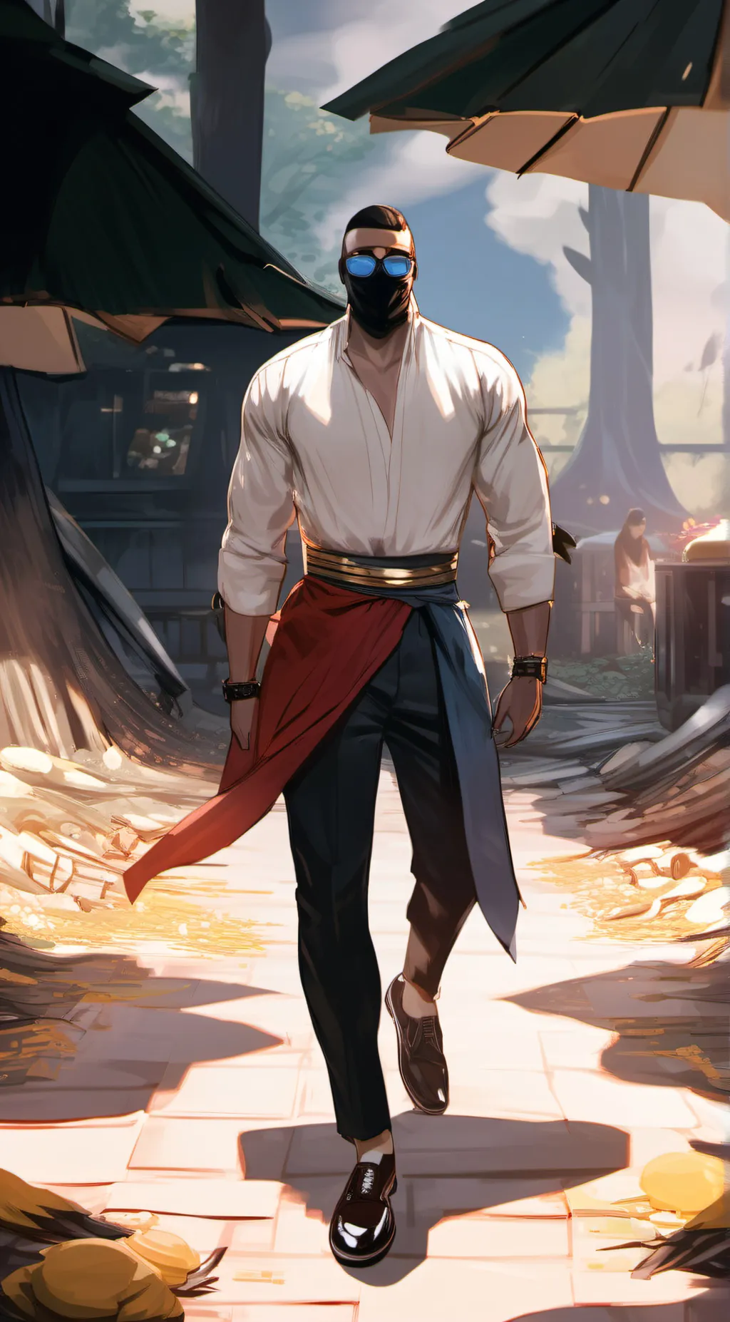 ai character: big speaker man background