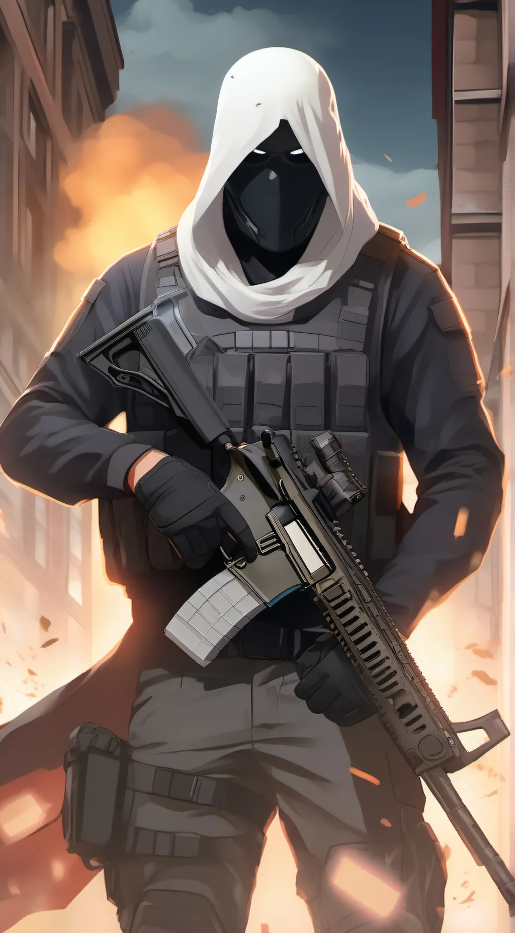 ai character: Ghost  background
