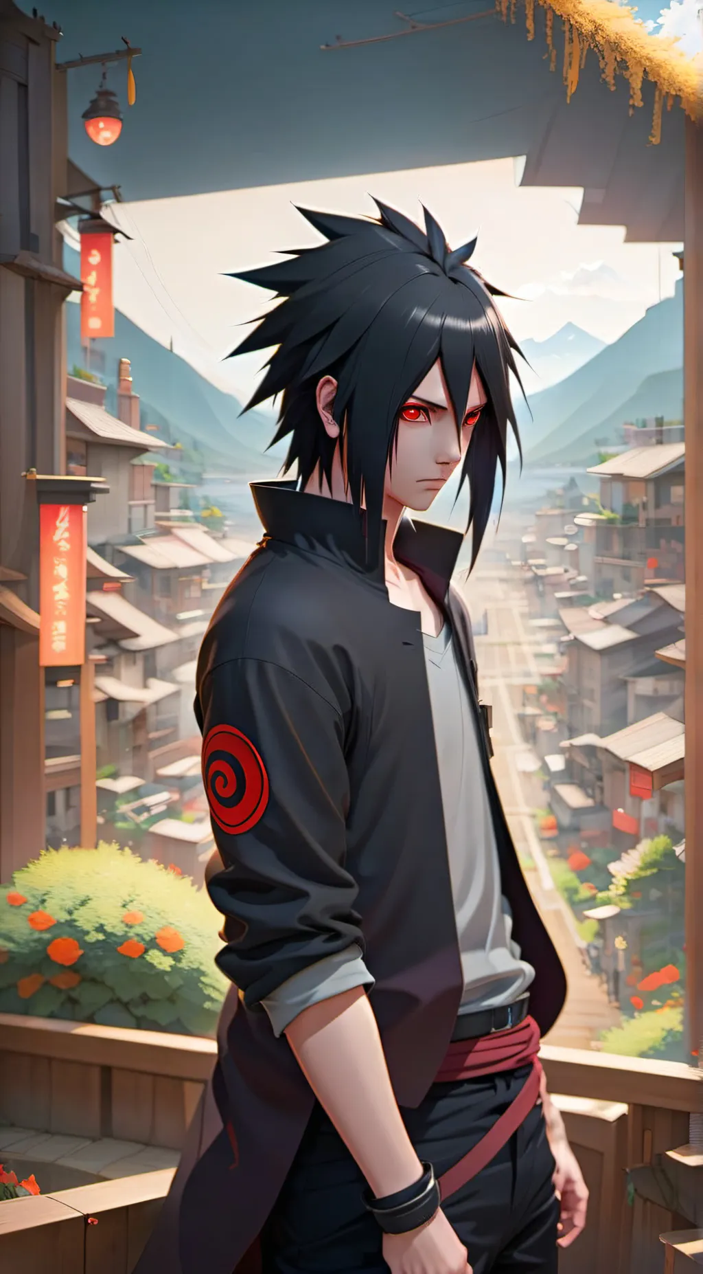 ai character: Sasuke uchiha  background