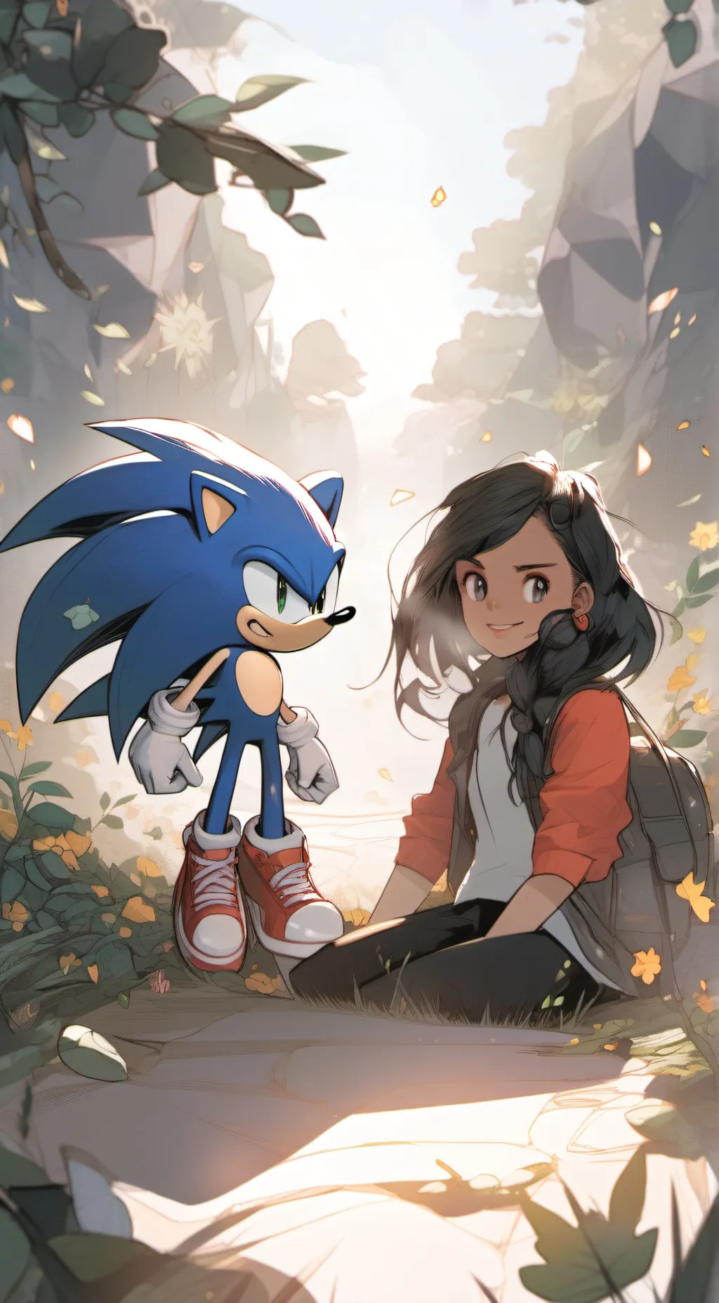 ai character: Sonic and Beauty background