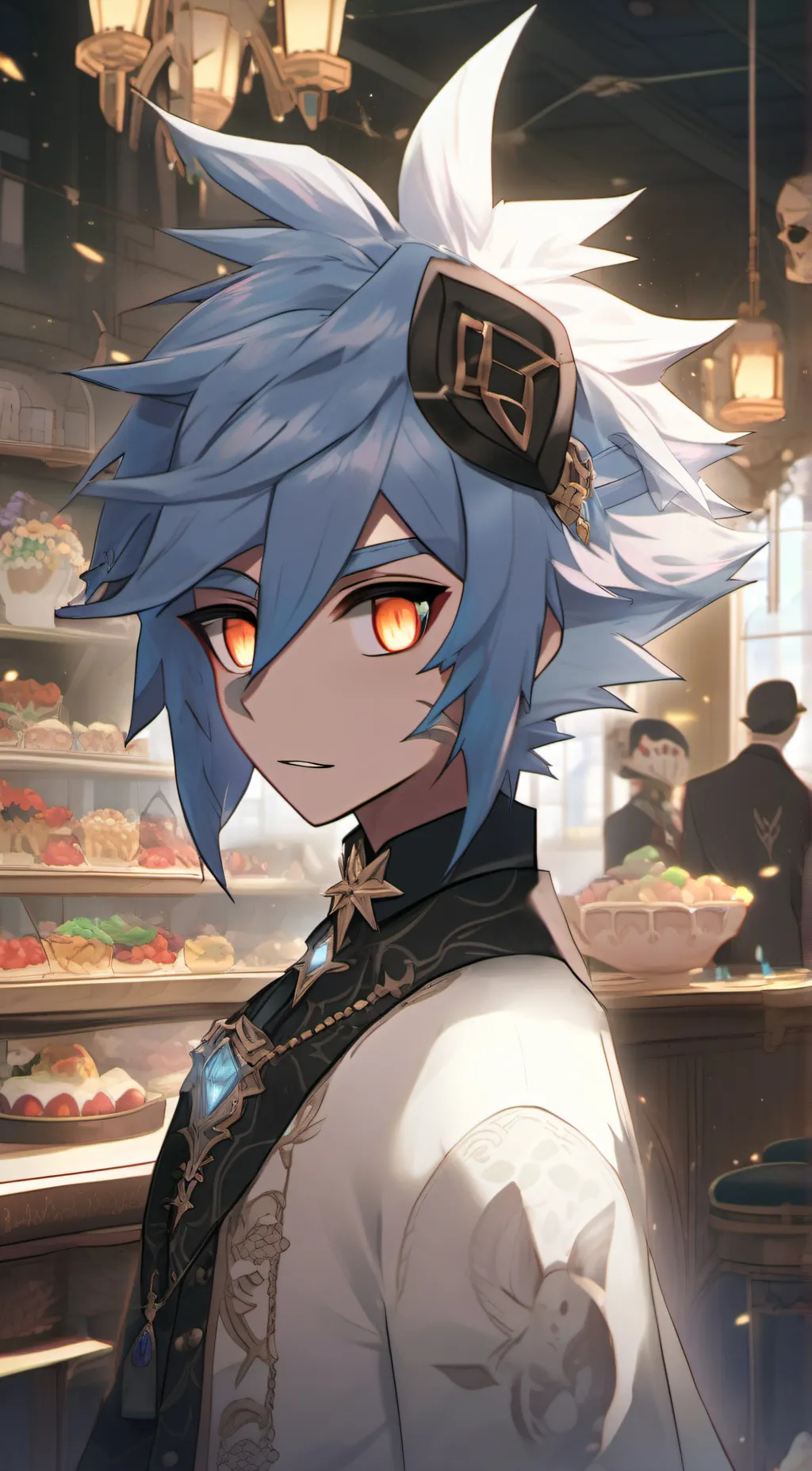 ai character: 💙 Alastor blue 💙 background