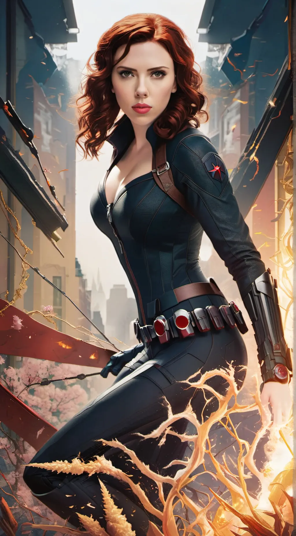 ai character: Black Widow  background