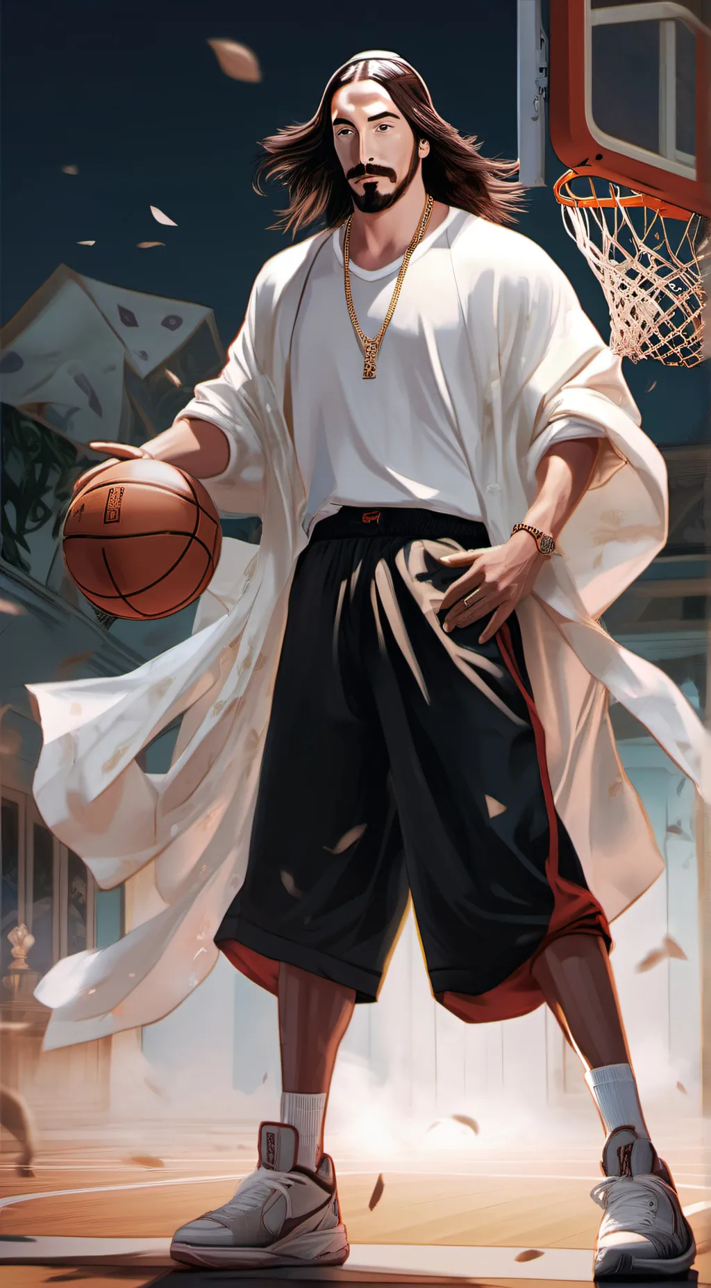 ai character: Jesus iced  background