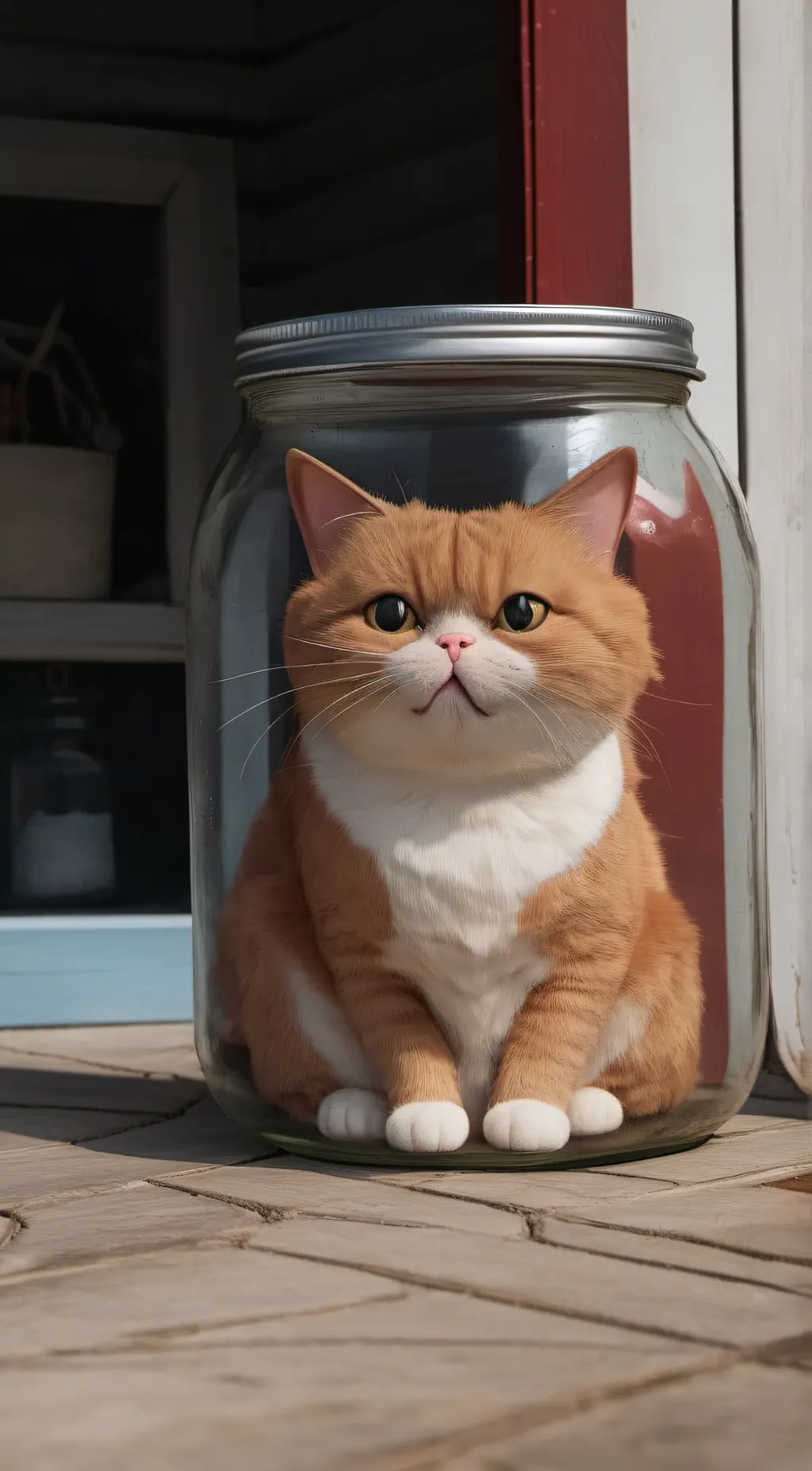 ai character: cat in a jar background