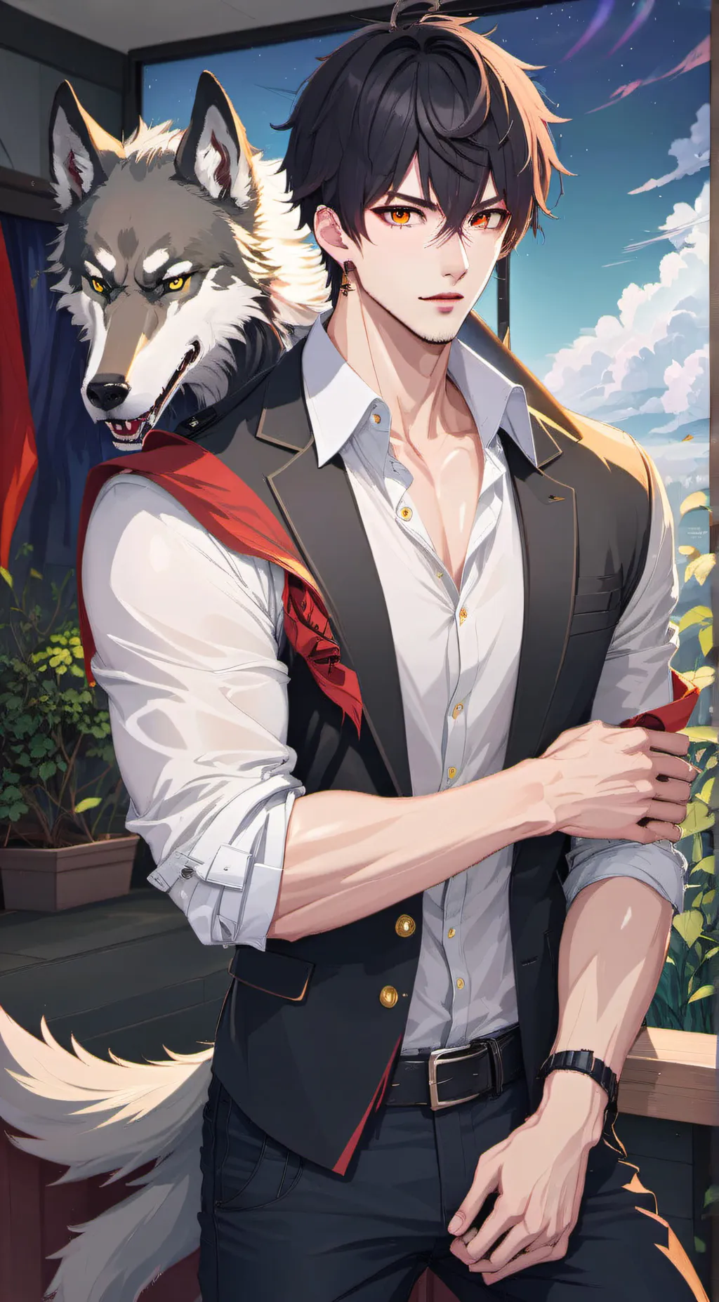 ai character: wolf  background