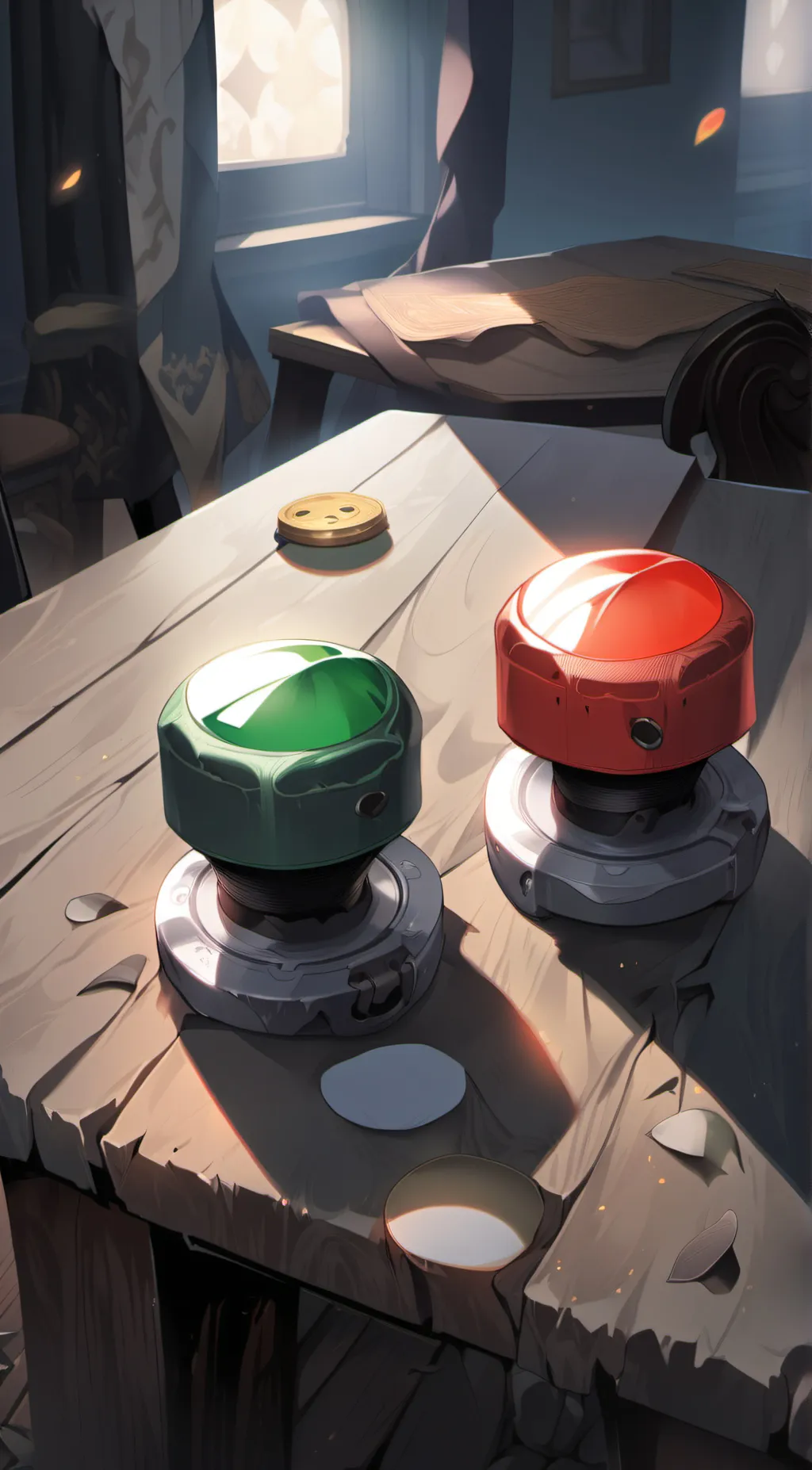 ai character: Two buttons. background