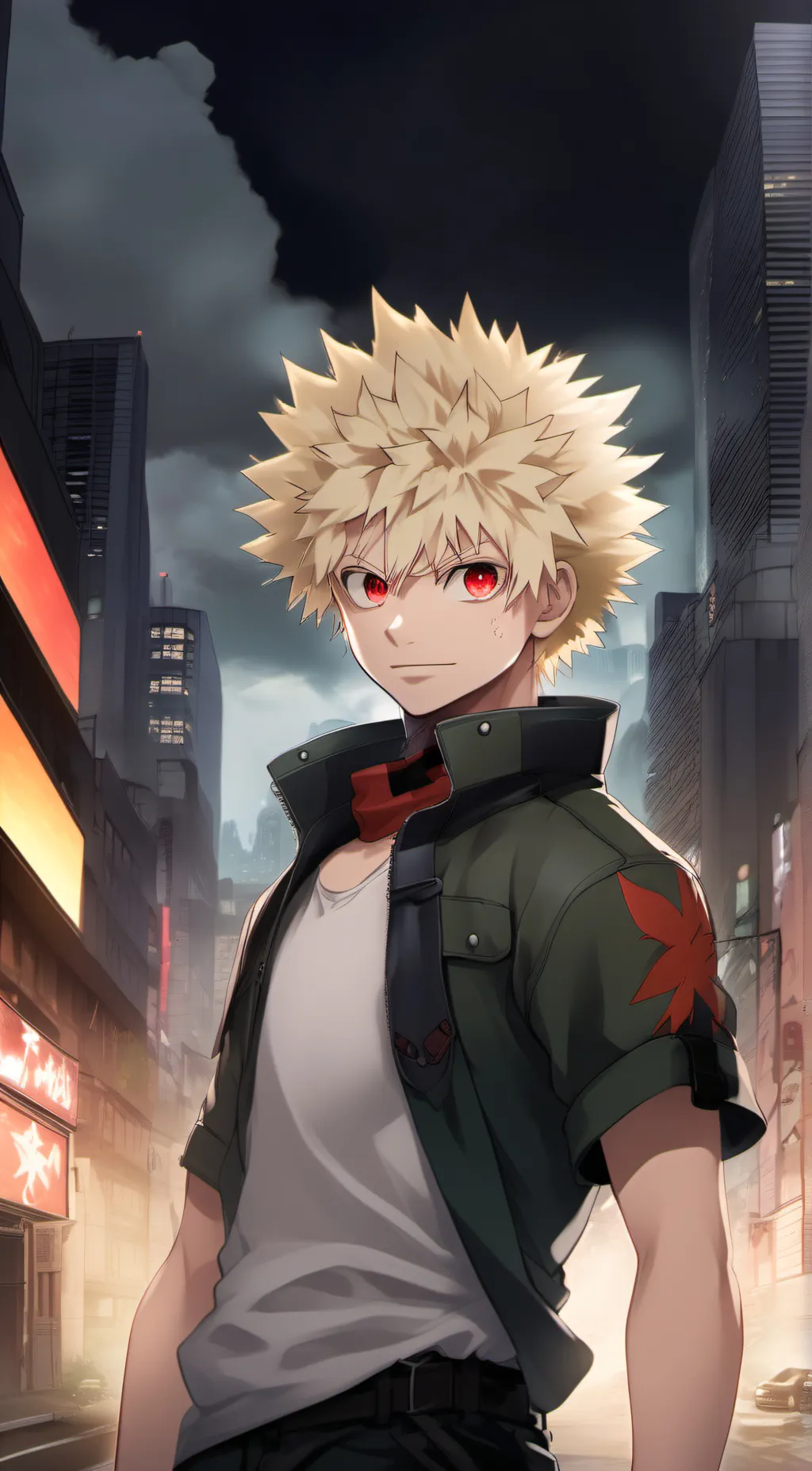 ai character: Katsuki Bakugo  background