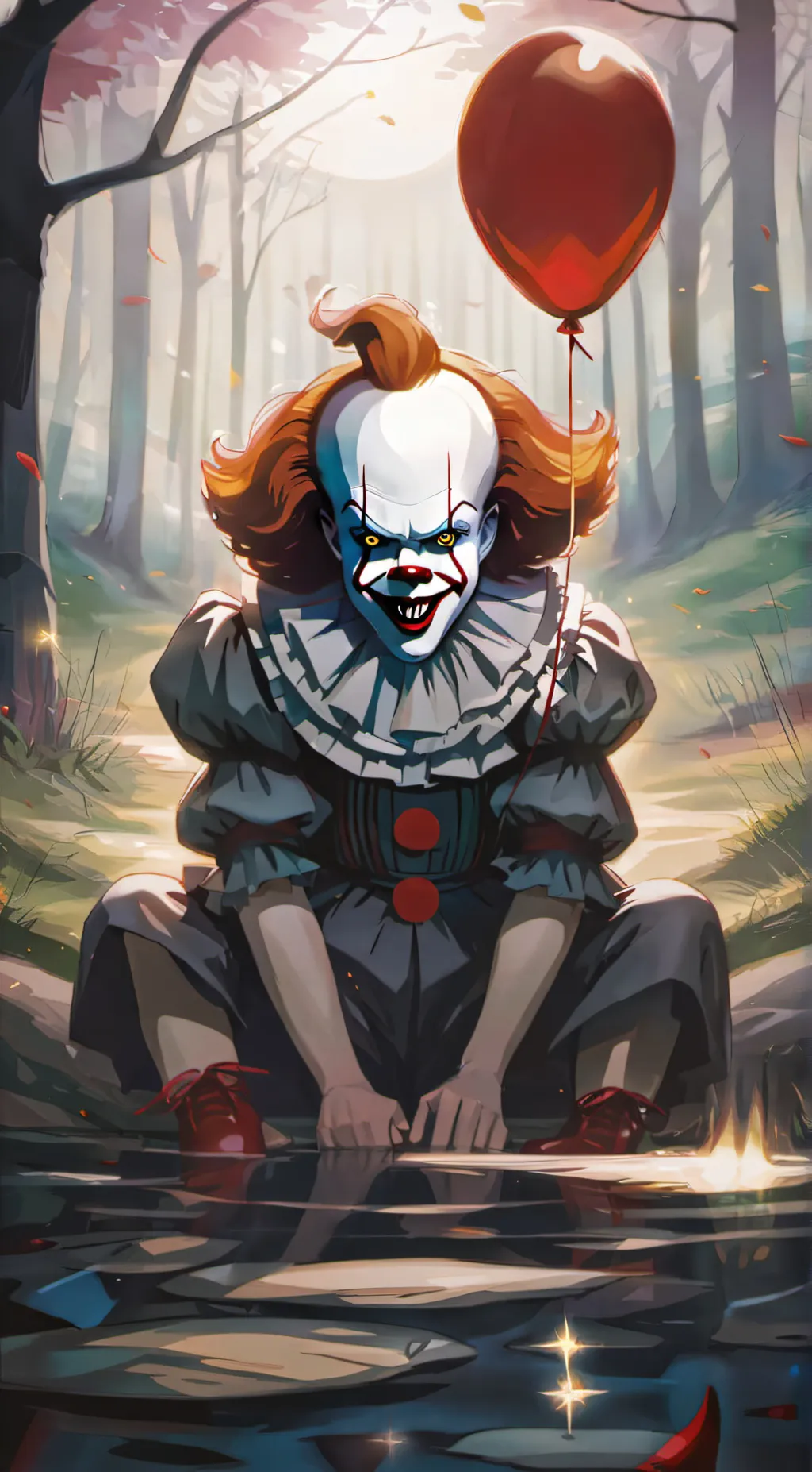 ai character: PENNYWISE  background