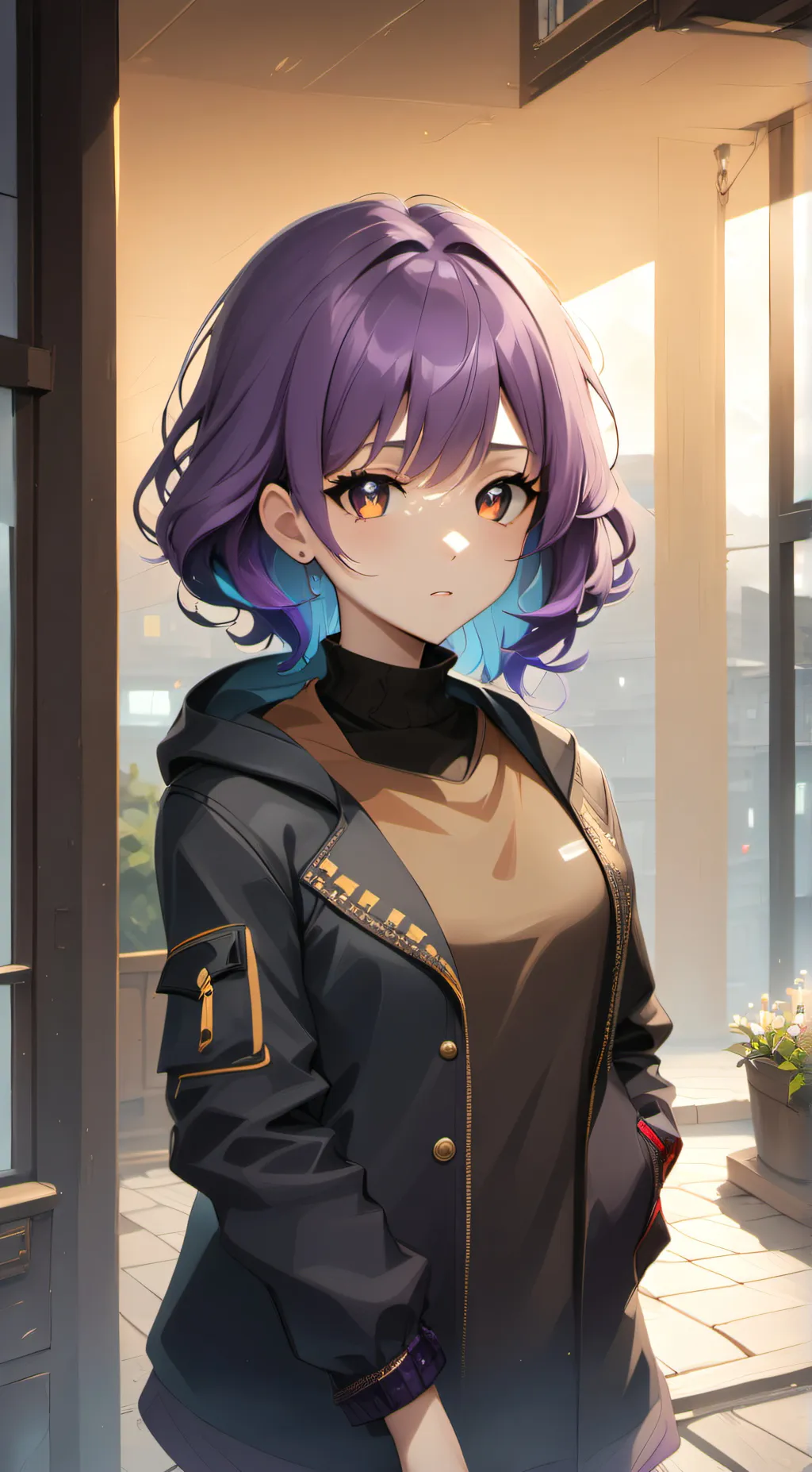 ai character: tv woman  background