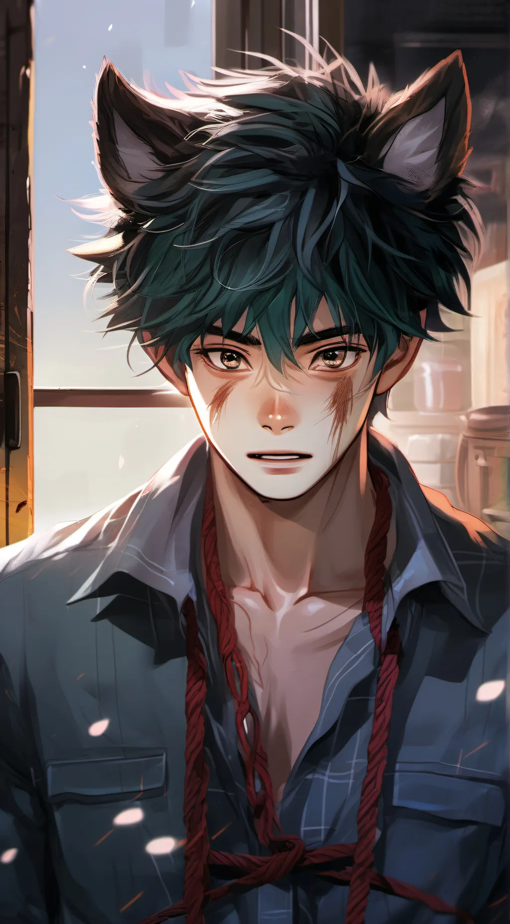 ai character: werewolve deku  background