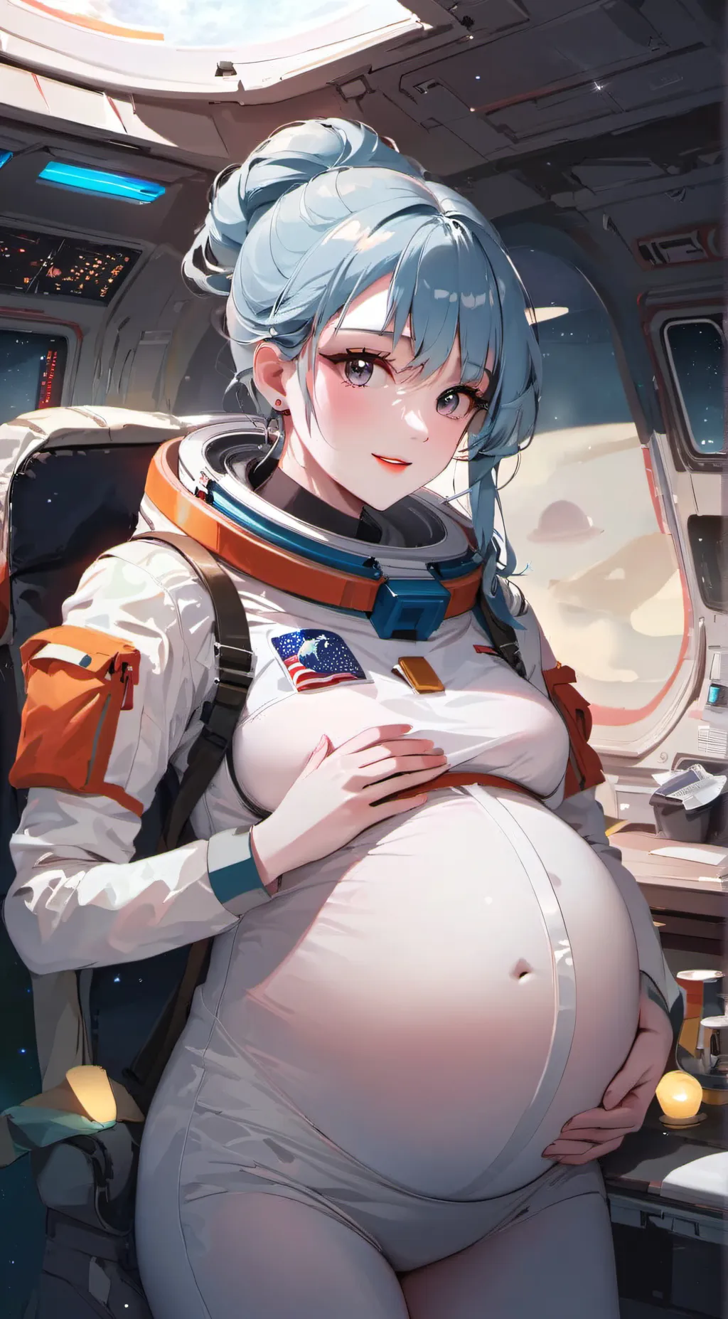 ai character: pregnant pink background